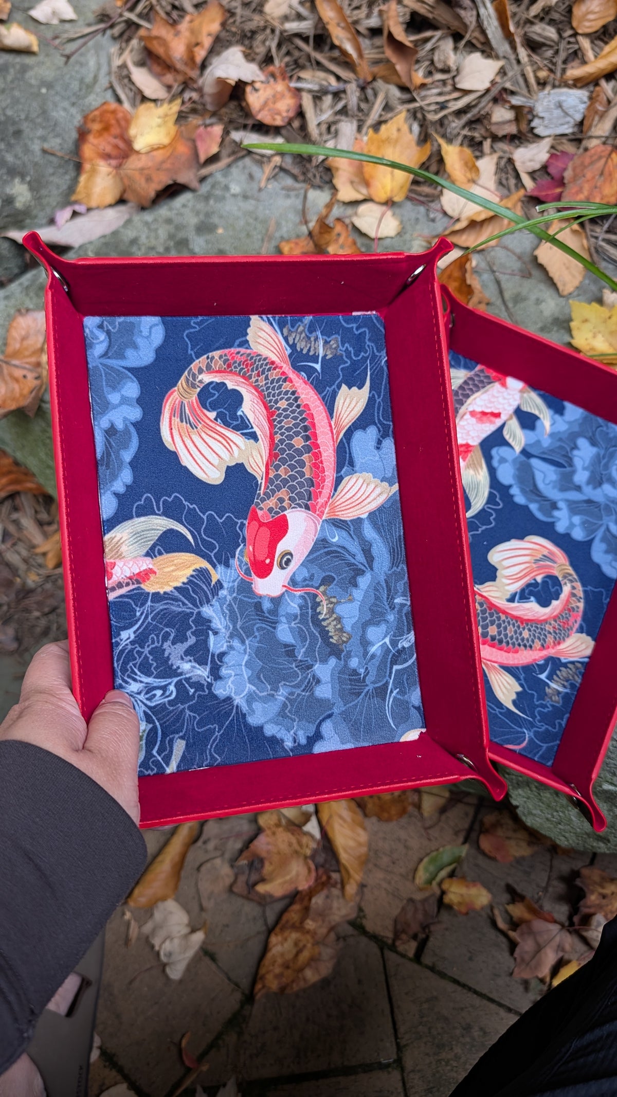 Koi Fish Velvet Fabric Dice Tray