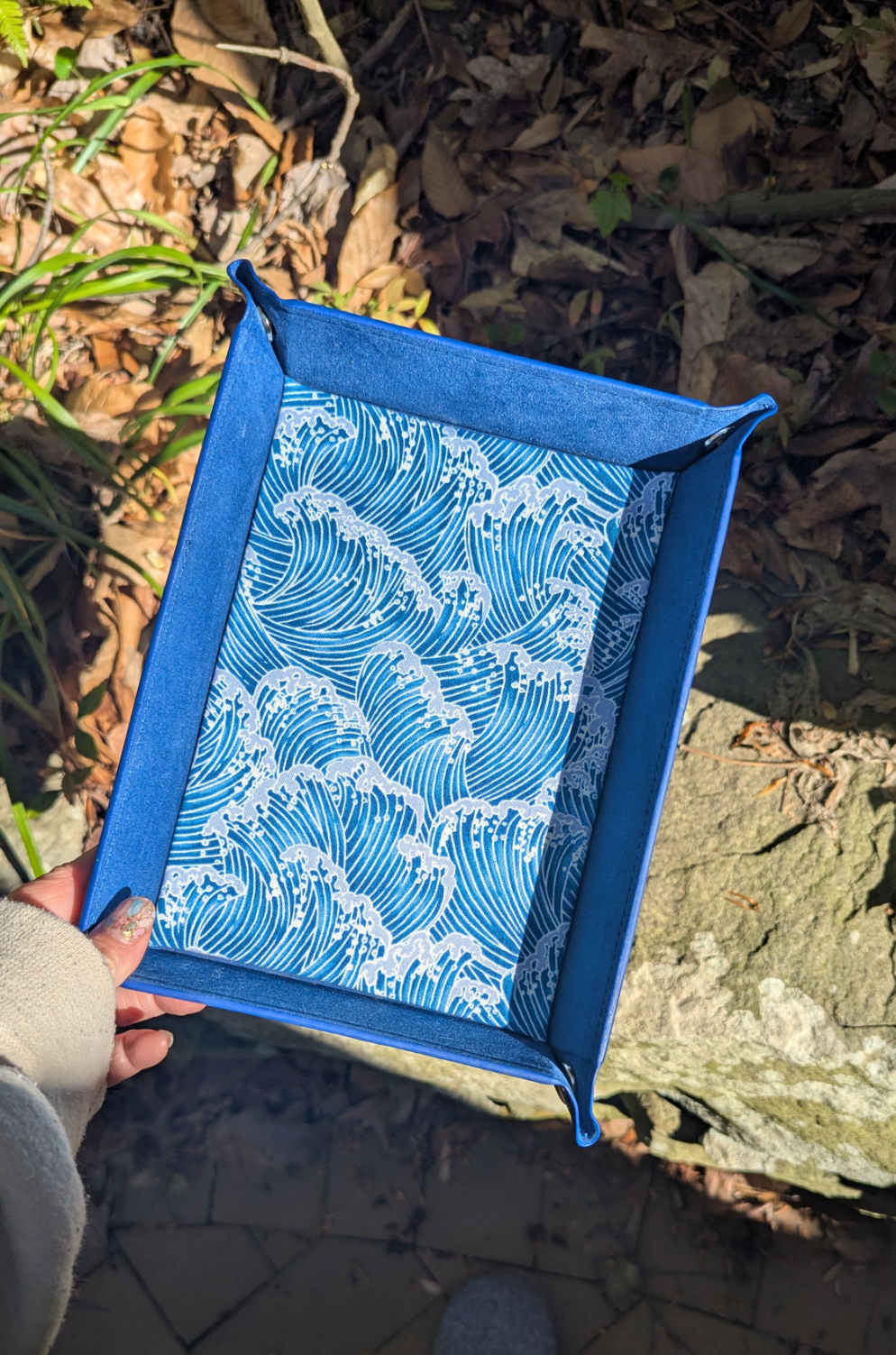 Blue Wave Fabric Velvet Dice Tray
