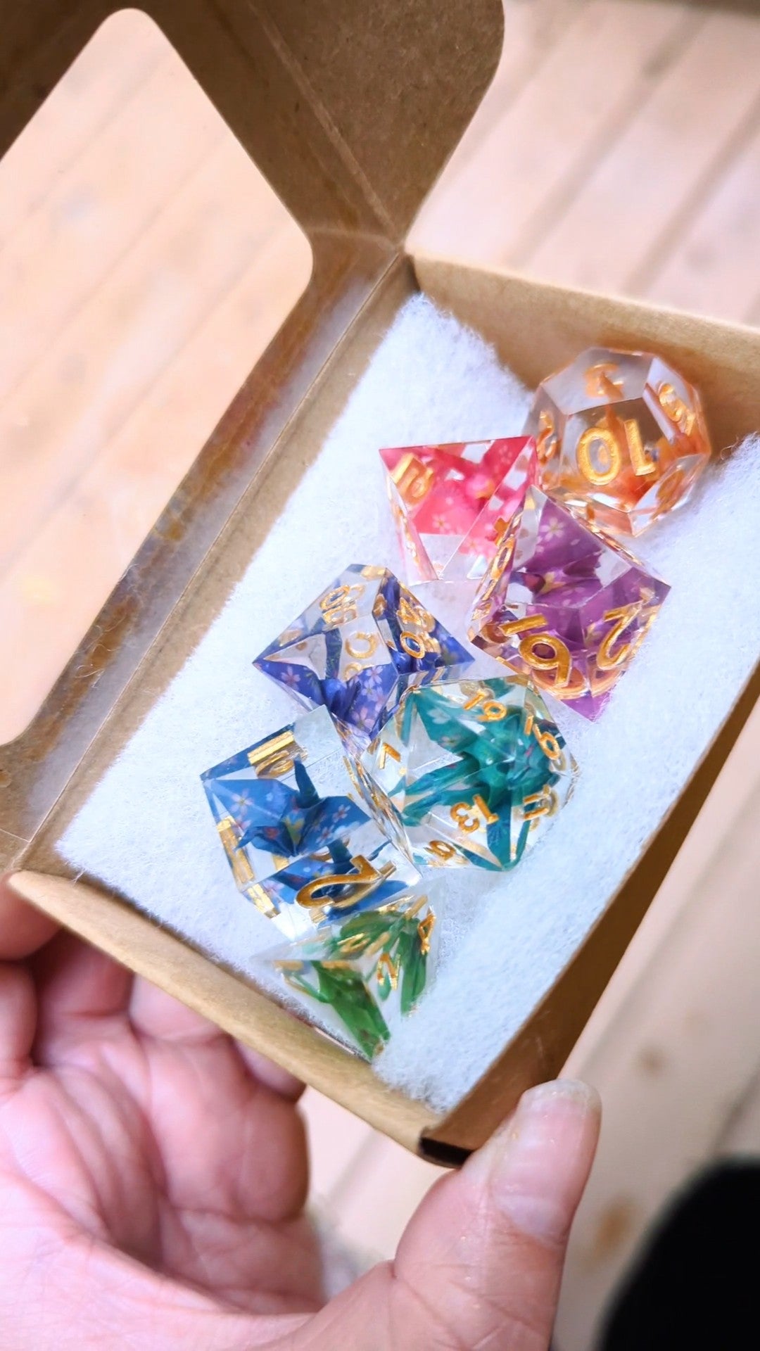 Origami Crane Dice Rainbow Window View 7pcs
