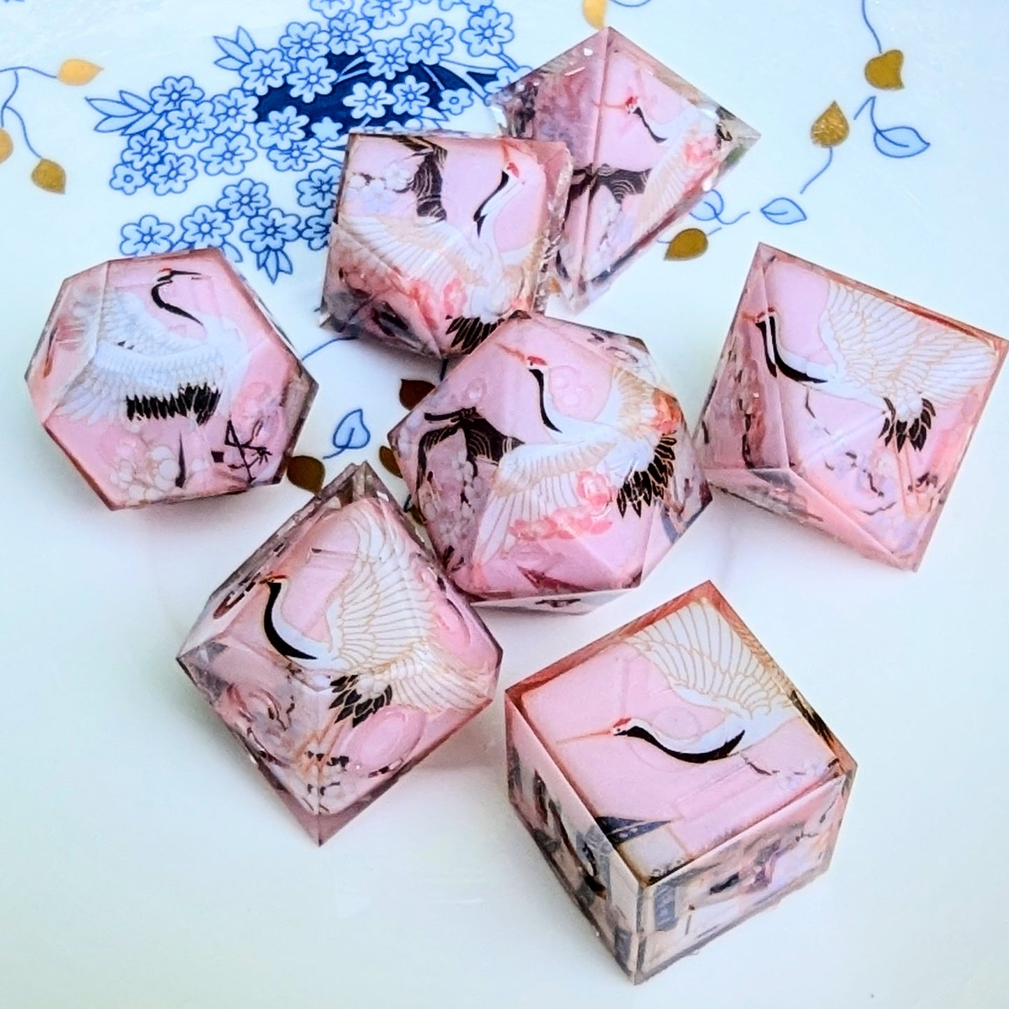 Pink Crane Sakura Washi Tape Dice Set