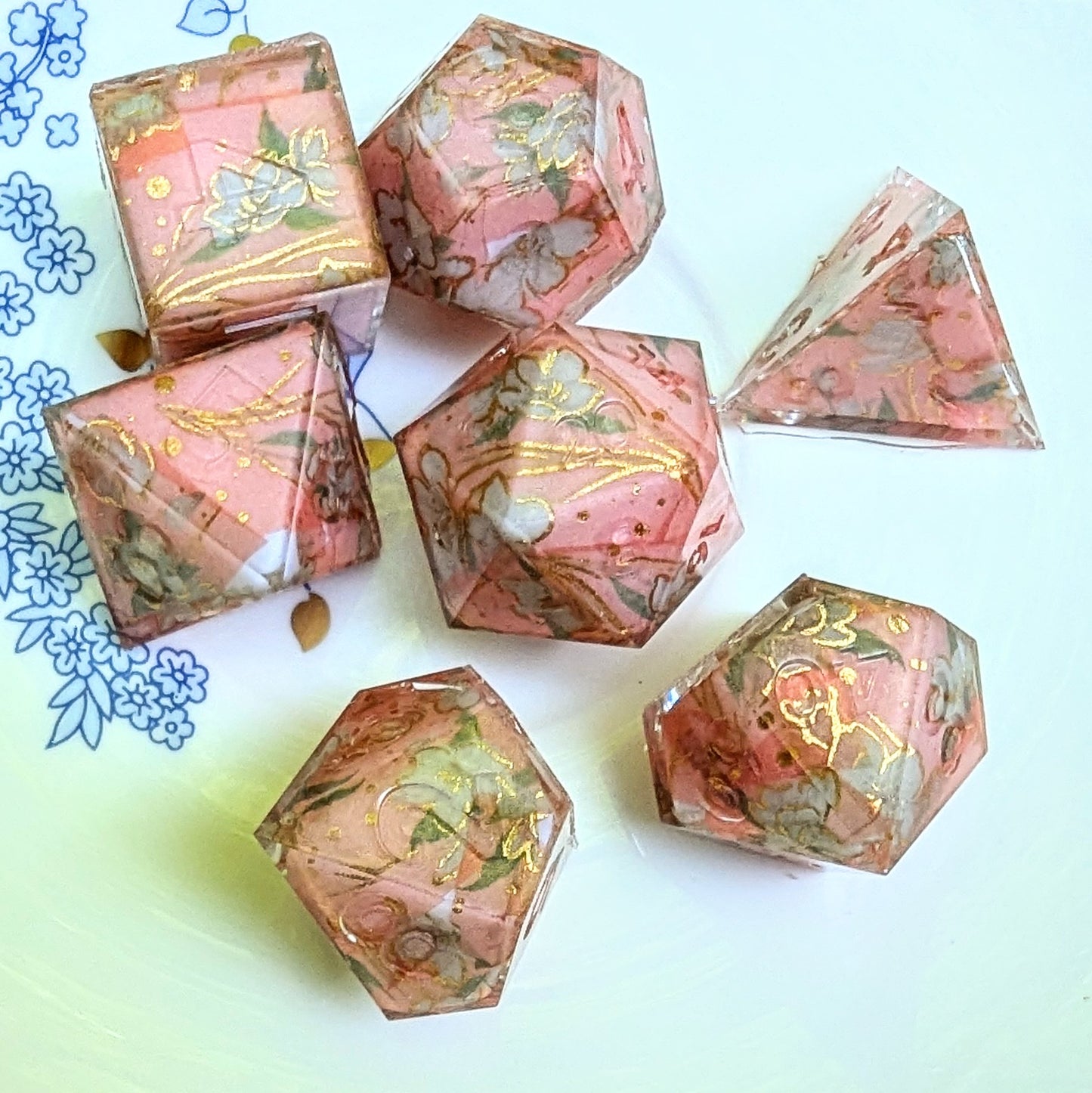 Peach Sakura Foil Washi Tape Dice Set