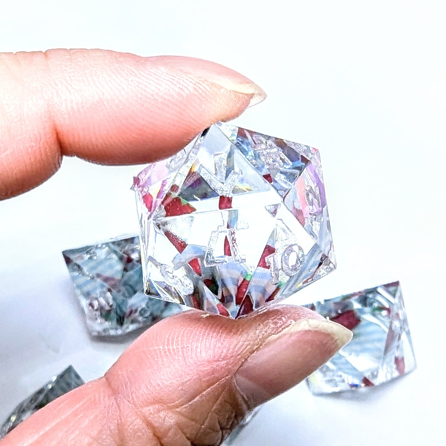 Origami Crane Blue Line Strawberry Dice Set