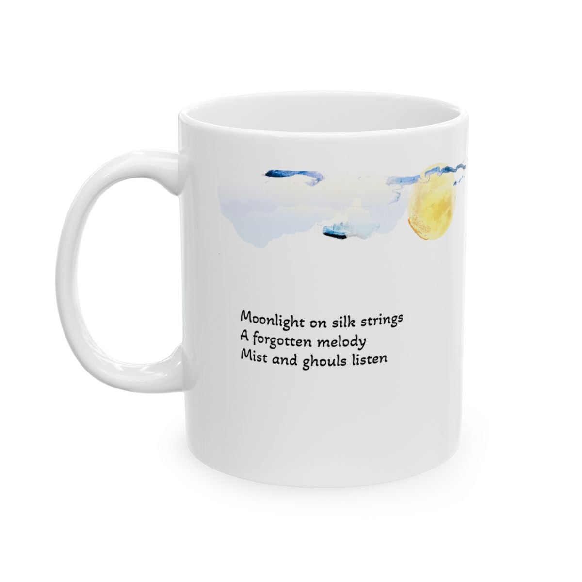 Zither Yokai Under Moonlight Bard with Haiku Mug