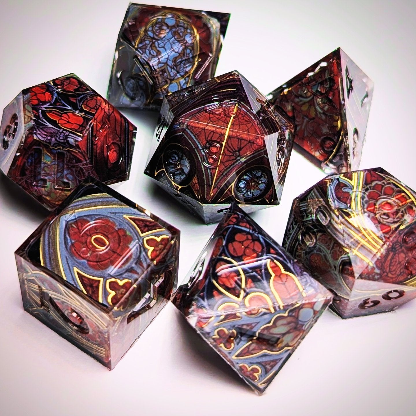 Stained Glass Gothic Cathedral in Dark Red Washi Tape Dice Set