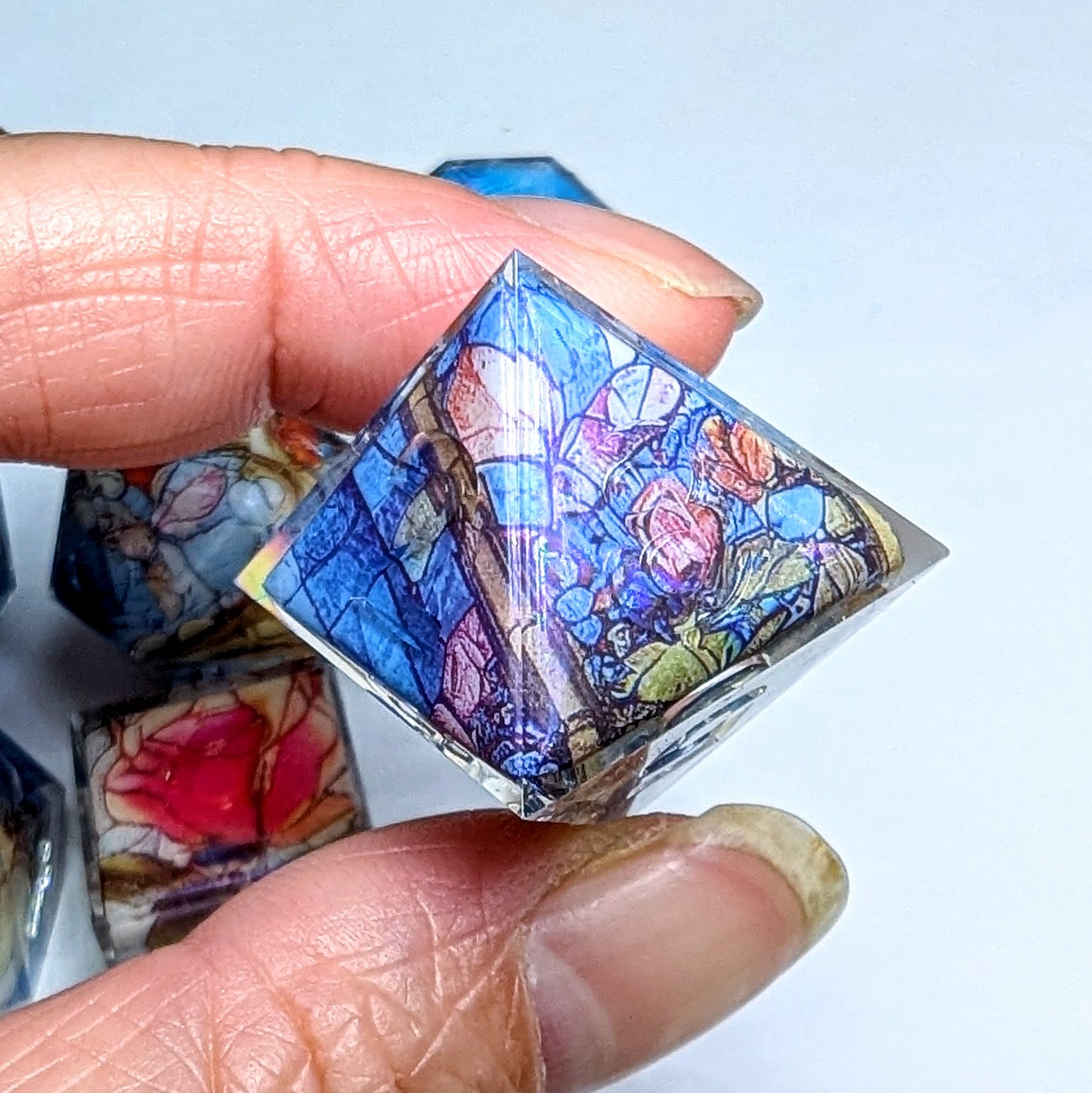 Stained Glass Rose in Deep Sky Washi Tape Dice Set