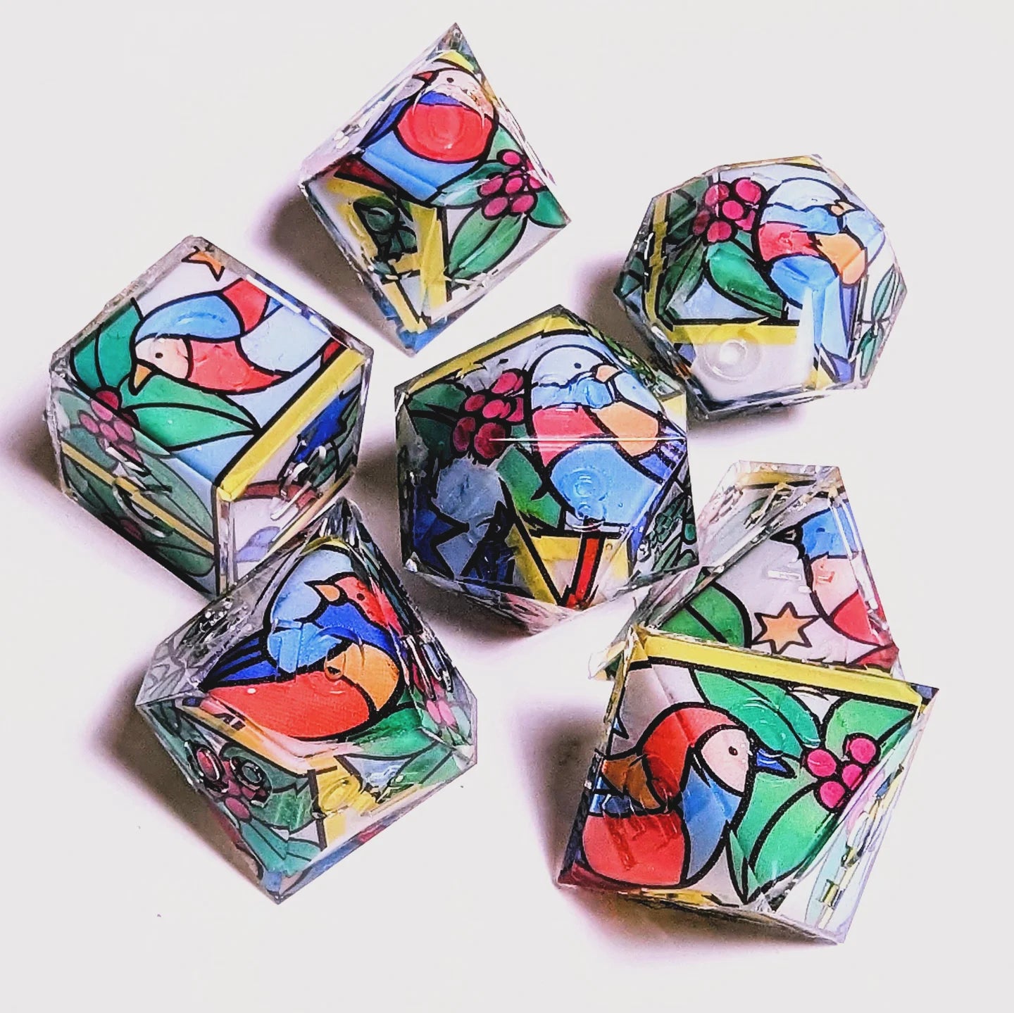 Stained Glass Bird Washi Tape Dice Set