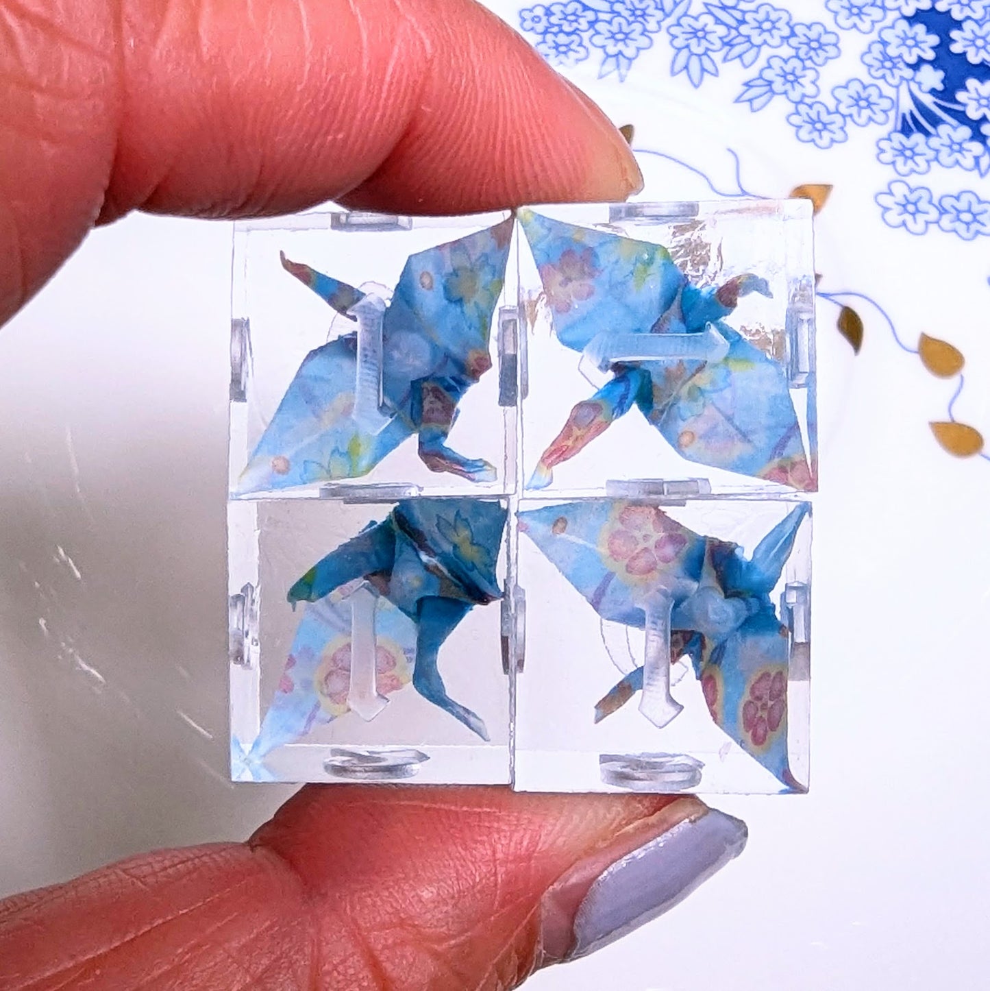 Origami Crane 6D6 in Baby Blue Sakura