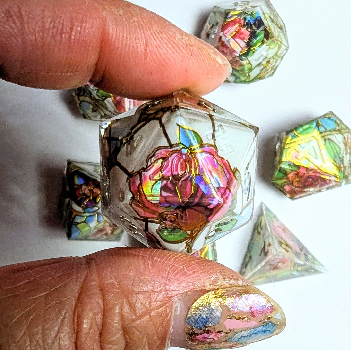 Stained Glass Rose Washi Tape Dice Set