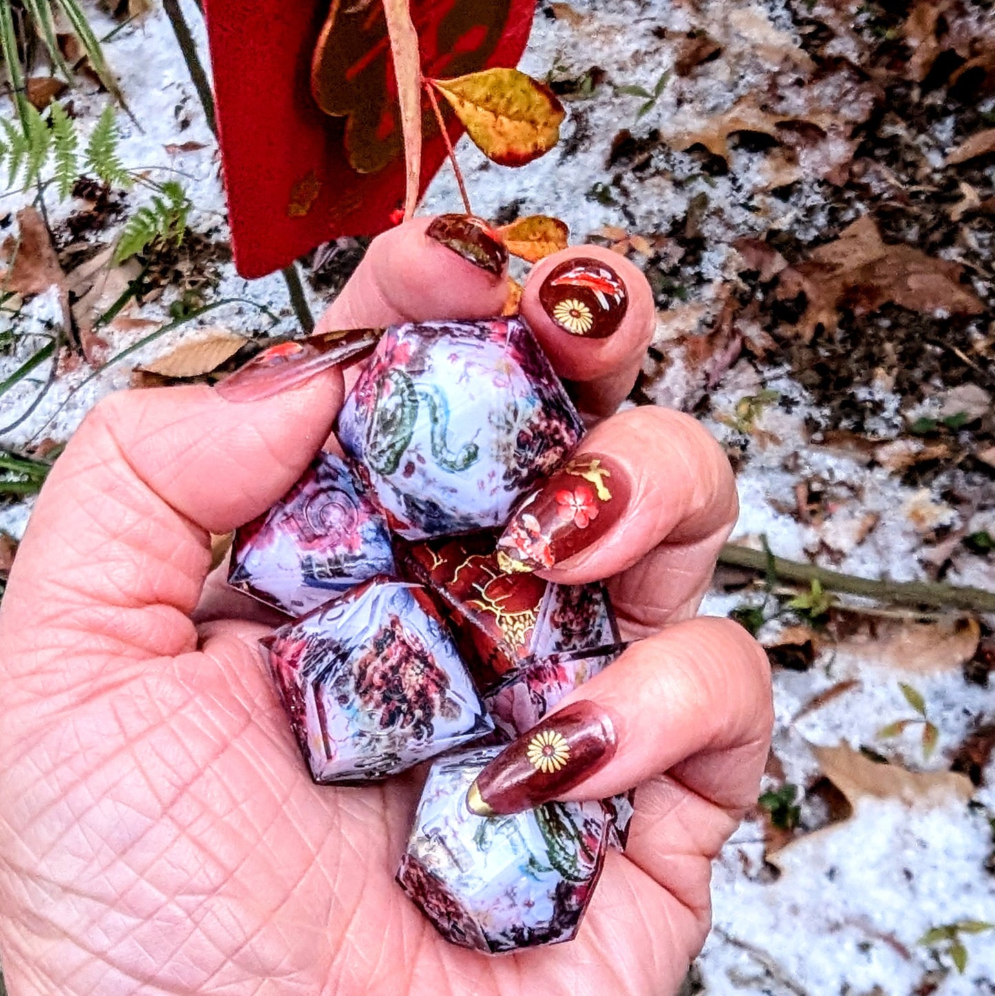 Snake Peony Washi Tape Dice Set
