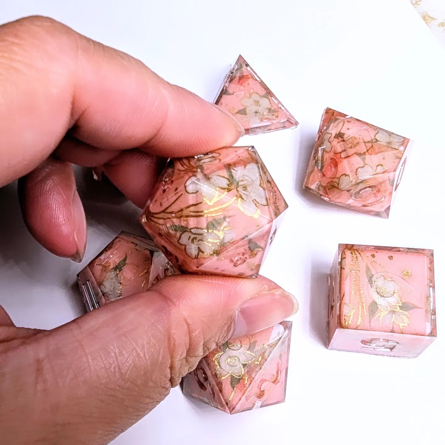 Peach Sakura Foil Washi Tape Dice Set