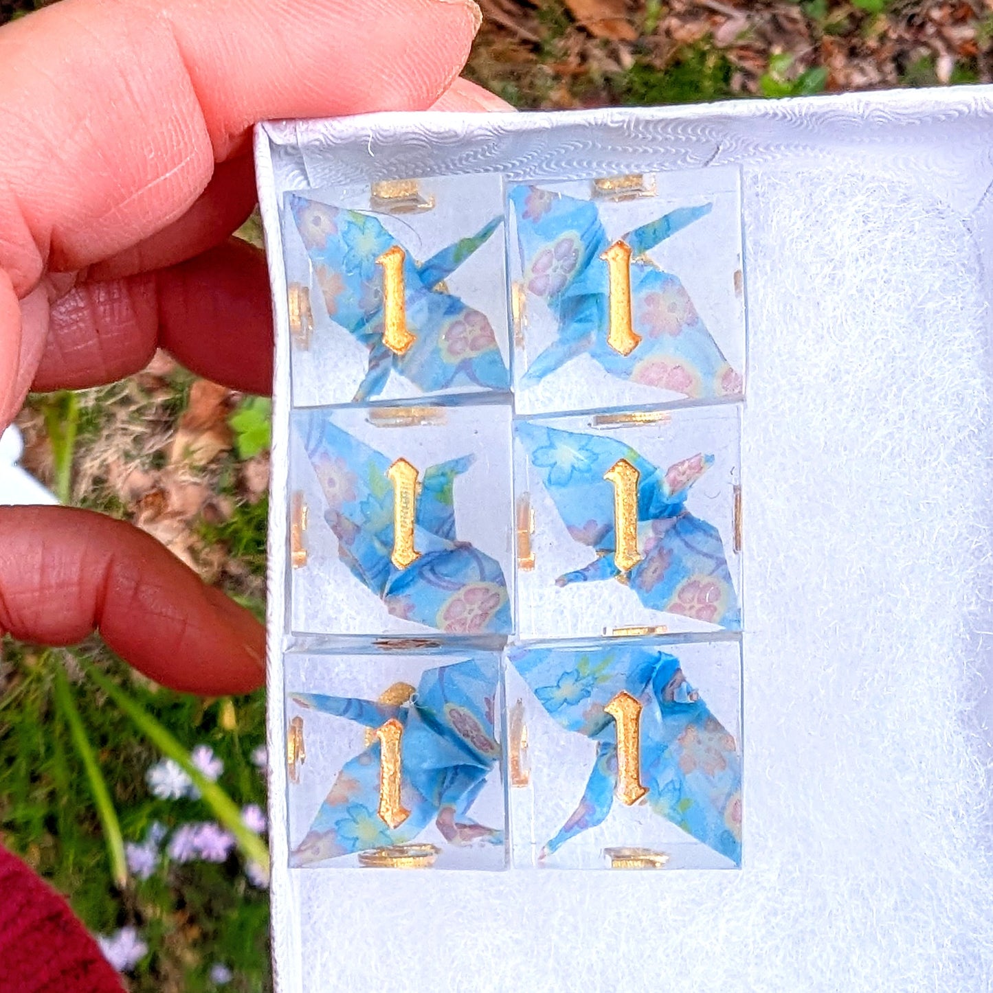 Origami Crane 6D6 in Baby Blue Sakura