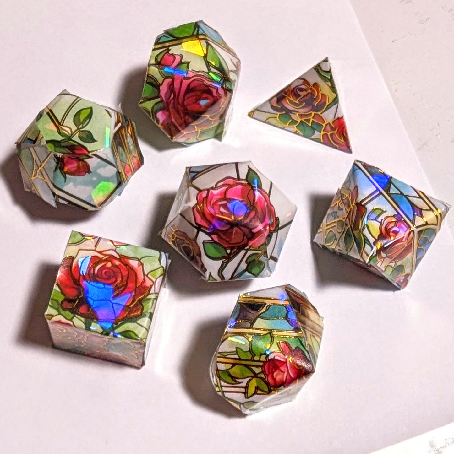 Stained Glass Rose Washi Tape Dice Set