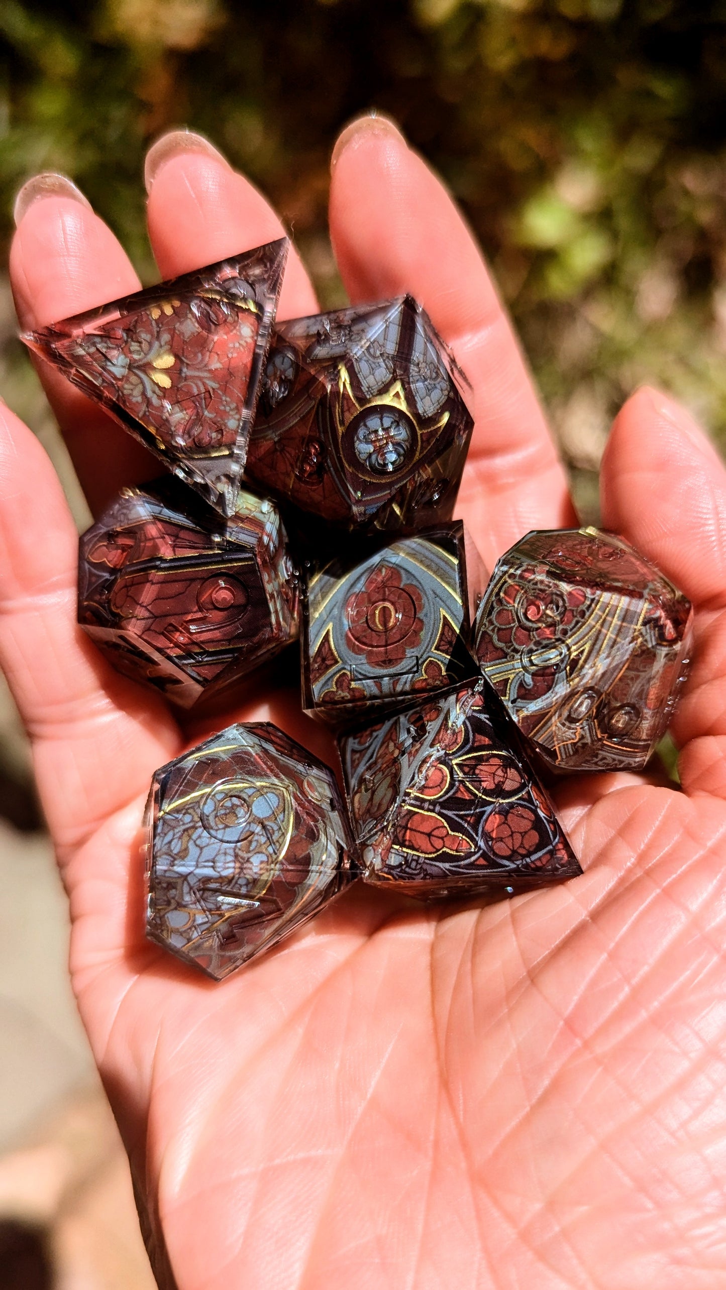 Stained Glass Gothic Cathedral in Dark Red Washi Tape Dice Set