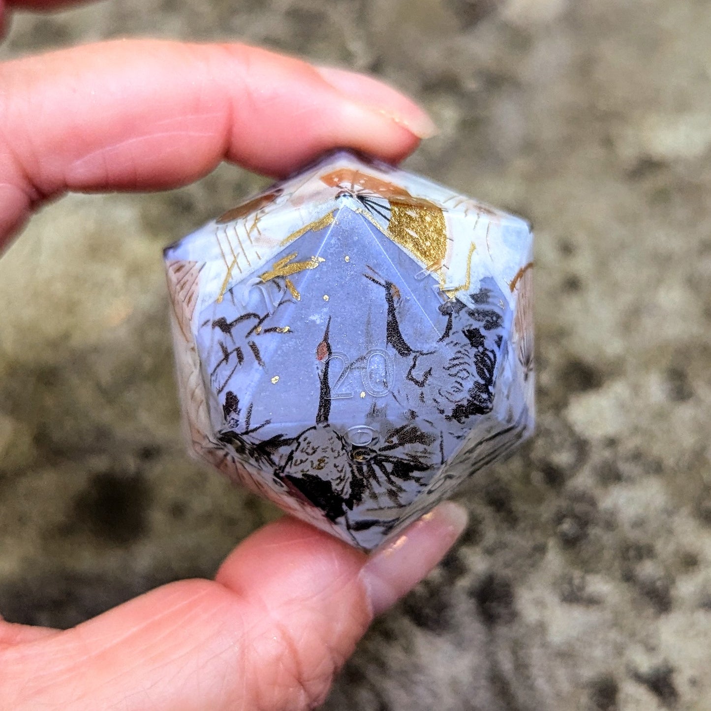 Imperfect D20 Single Chonk Crane in Flight Snow Washi Tape