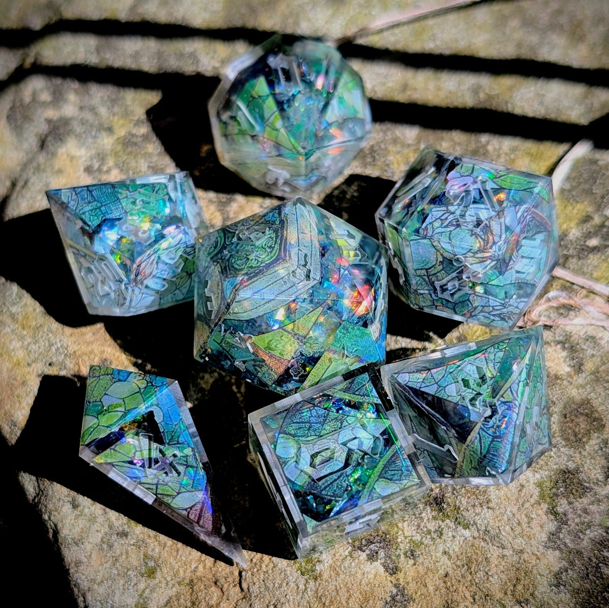 Fragmented Fae Cathedral Alt Shaped 7pc Dice Set