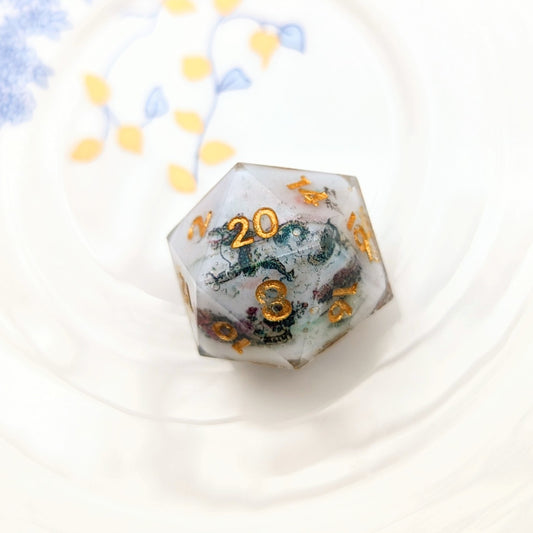 Chinese Dragon with Flowers Painting Single D20 prototype