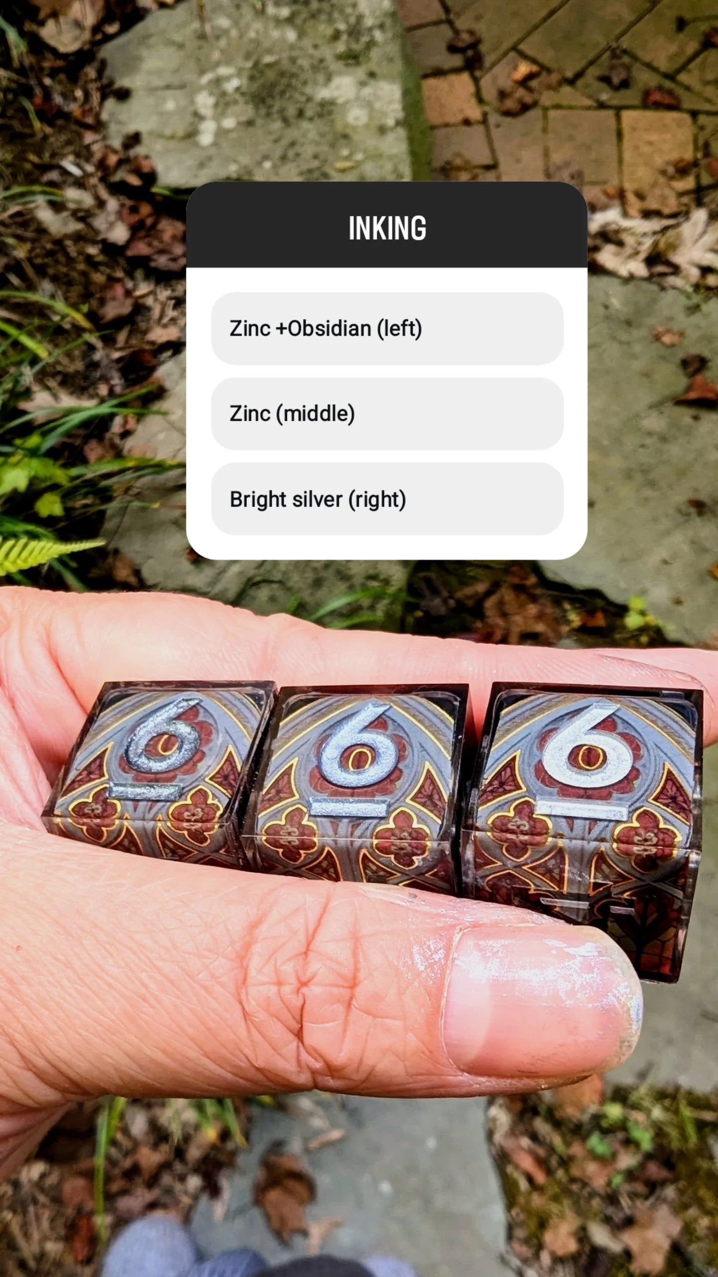 Stained Glass Gothic Cathedral in Dark Red Washi Tape Dice Set