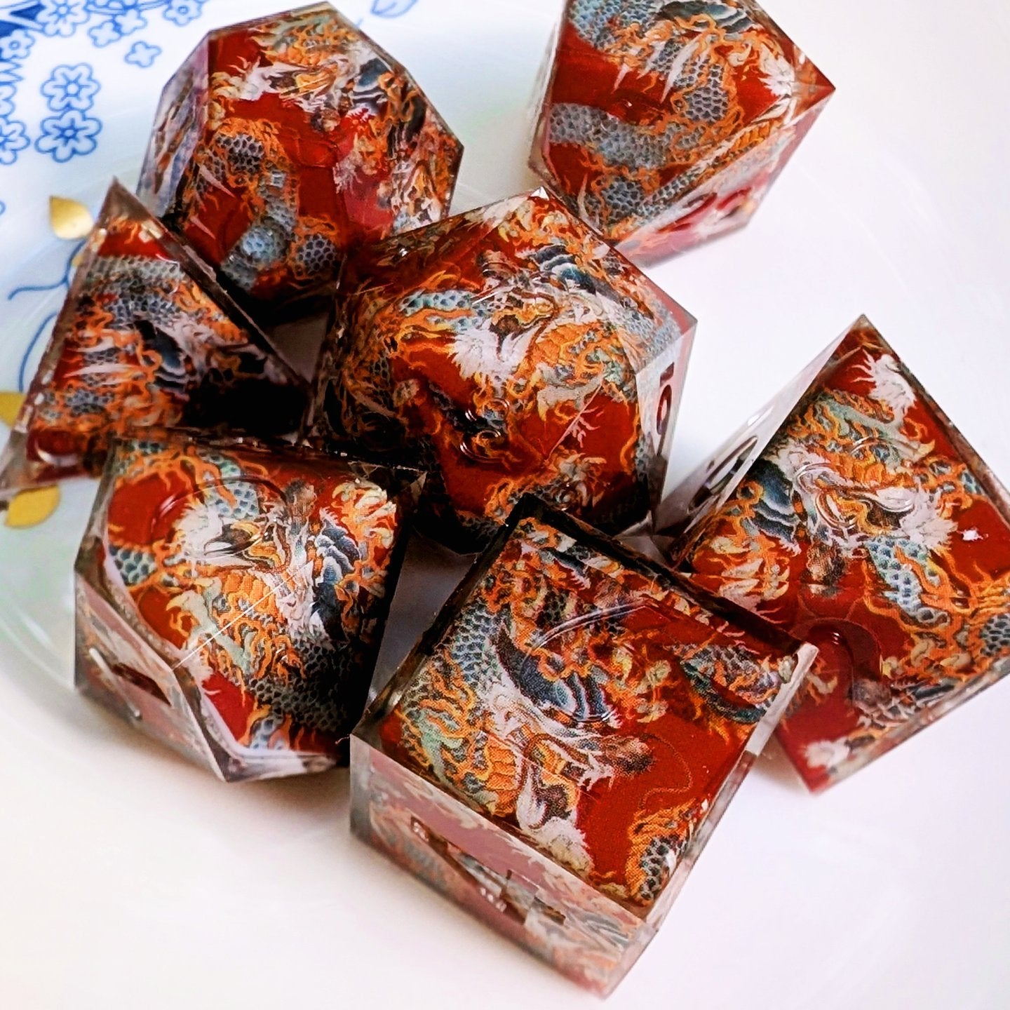 Chinese Dragon Red Washi Tape Dice Set