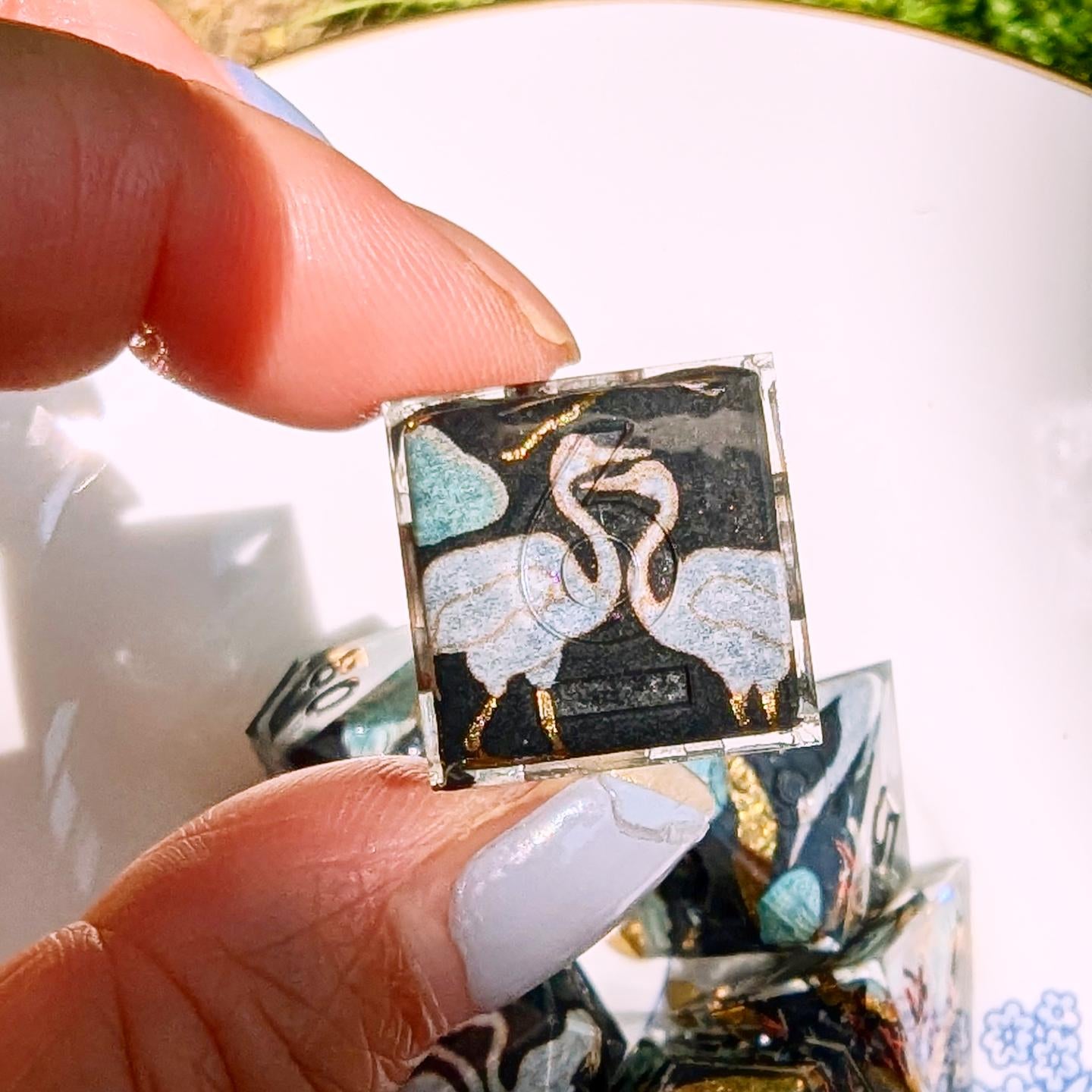 Dark Crane Lovers Washi Tape Dice Set