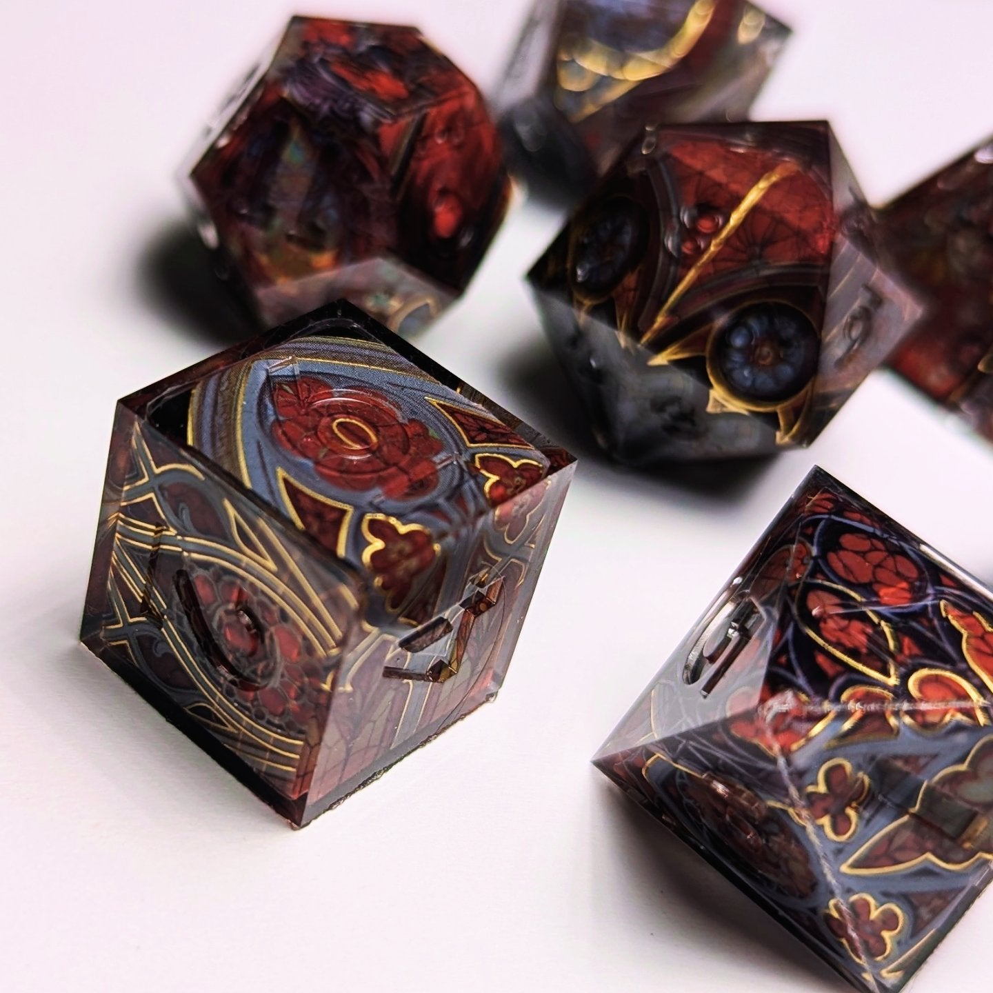 Stained Glass Gothic Cathedral in Dark Red Washi Tape Dice Set