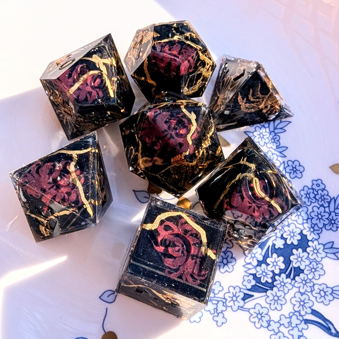 Dark Spider Lily Kintsugi Washi Tape Dice Set