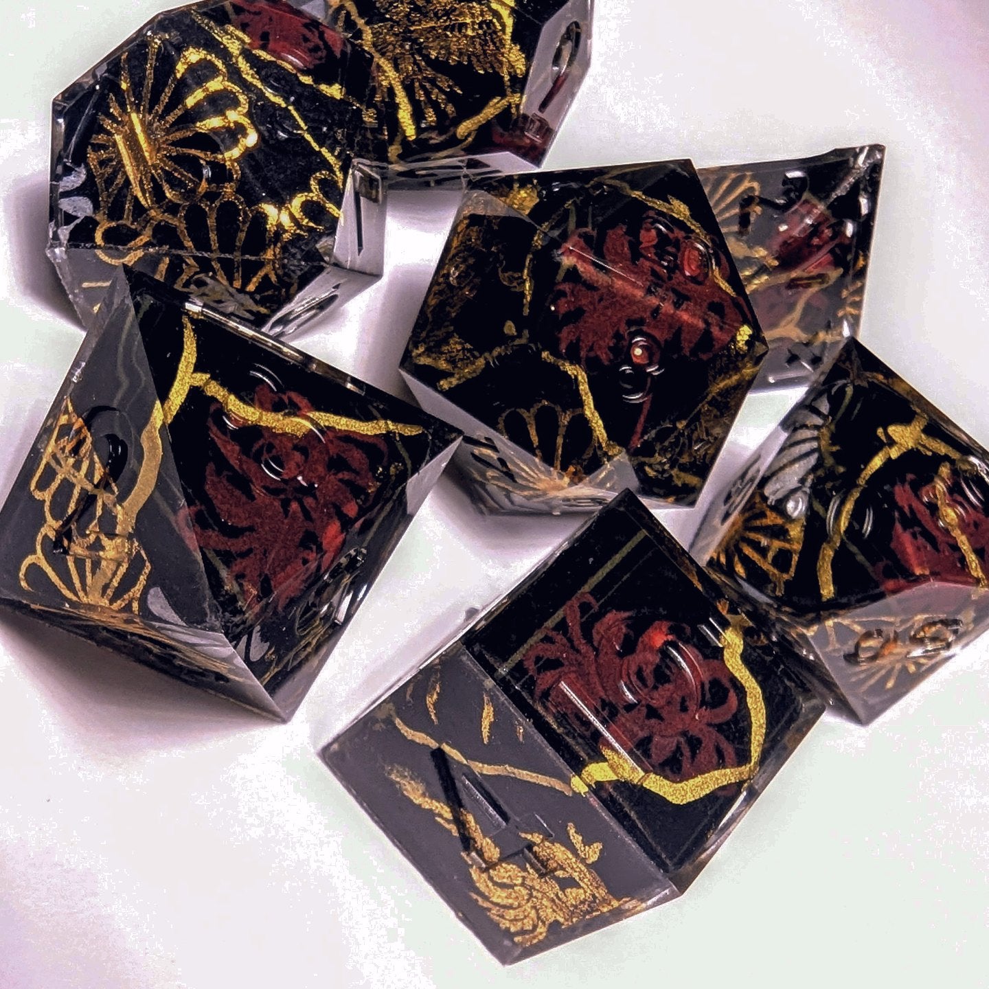 Dark Spider Lily Kintsugi Washi Tape Dice Set