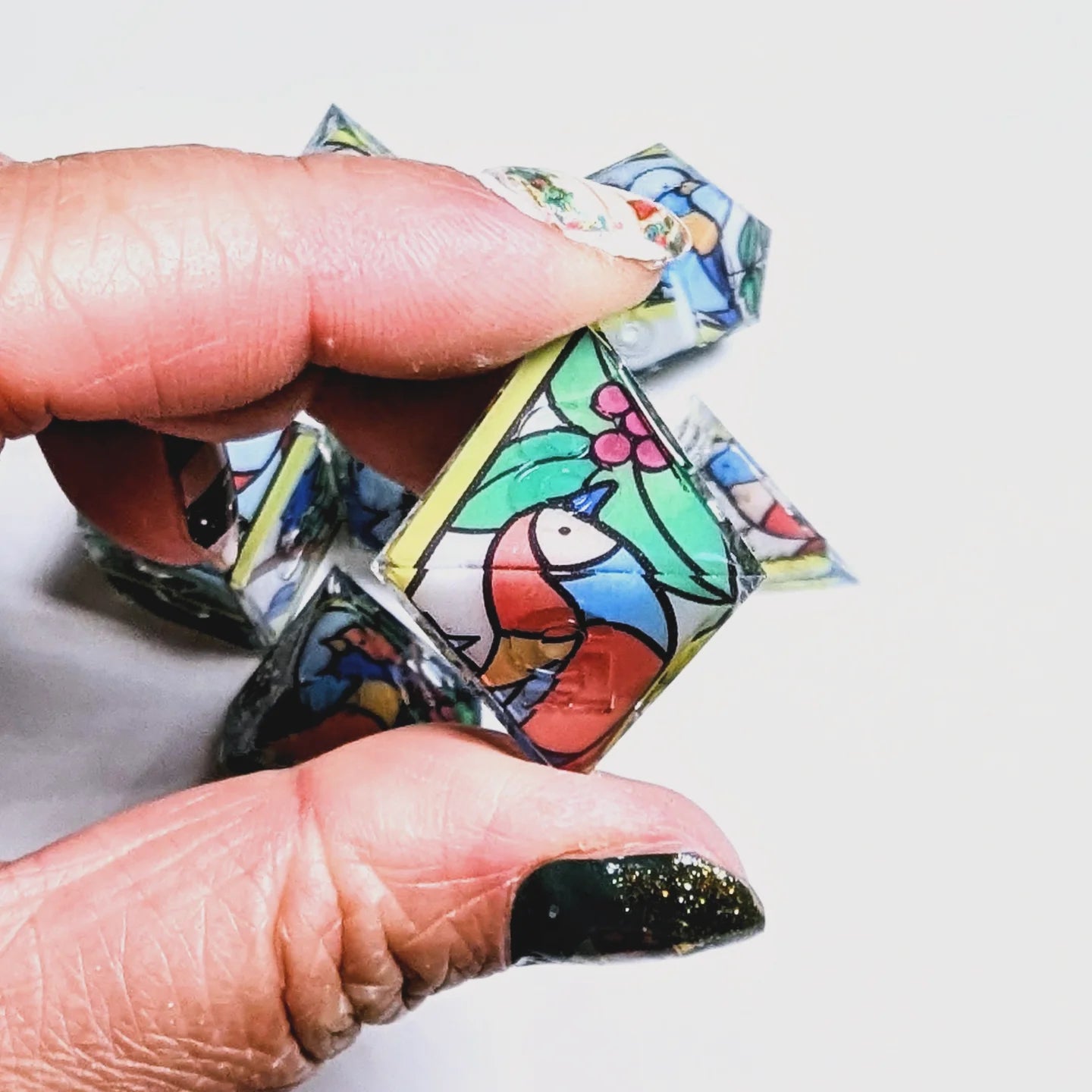Stained Glass Bird Washi Tape Dice Set