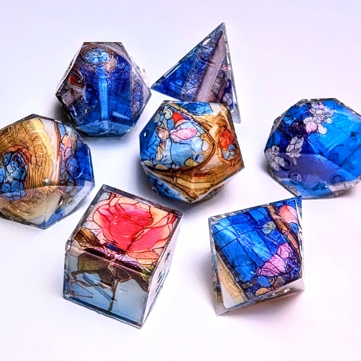 Stained Glass Rose in Deep Sky Washi Tape Dice Set