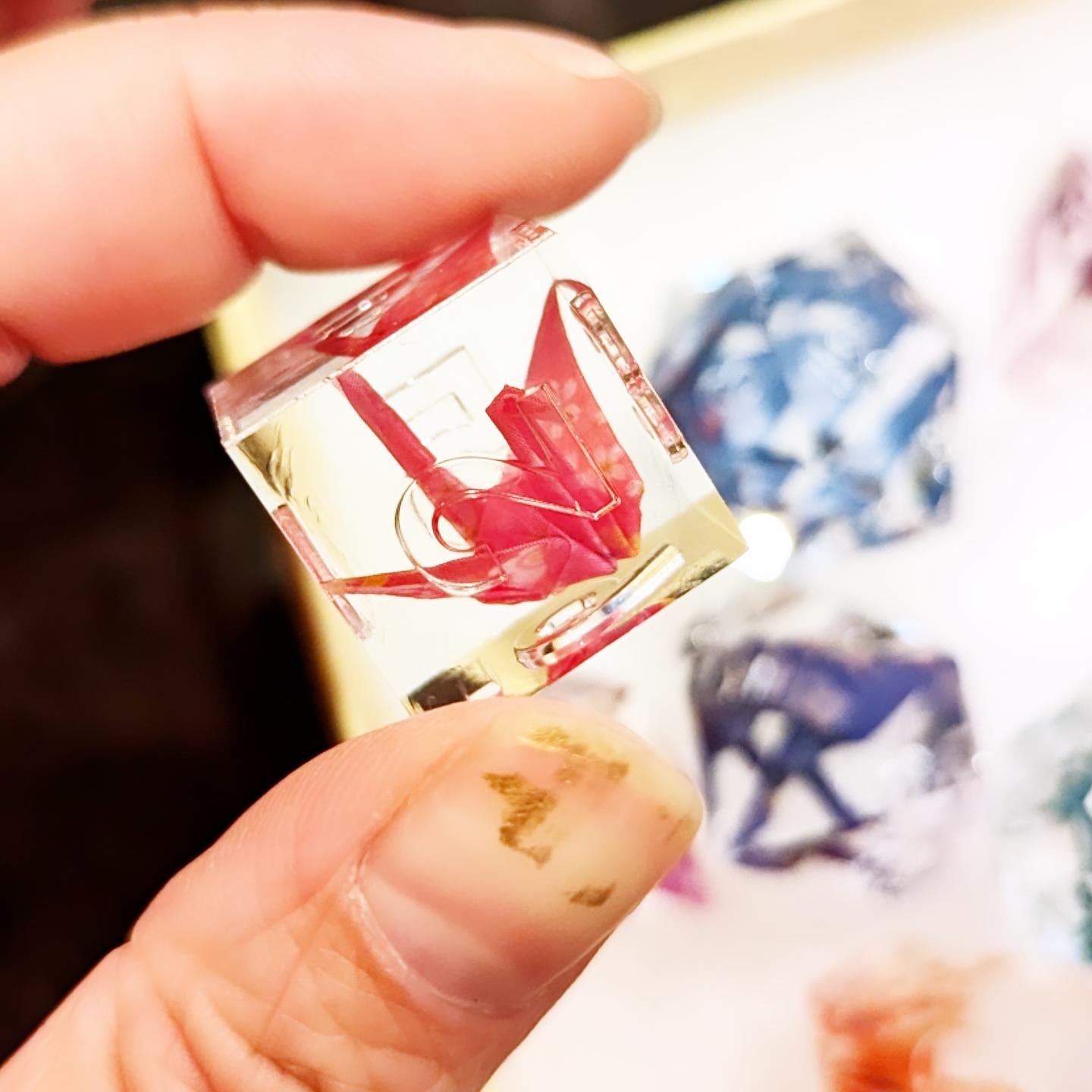 Origami Crane Dice Rainbow Window View 9pcs