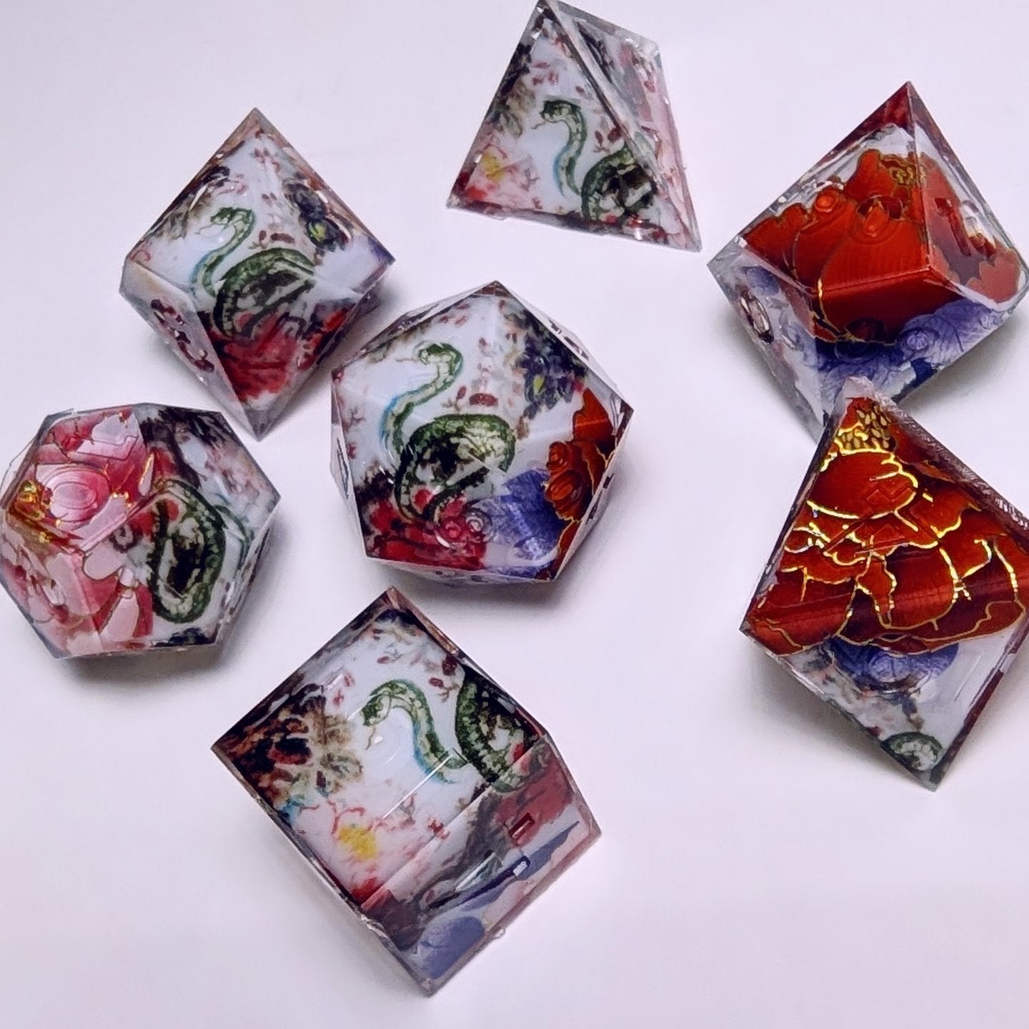 Snake Peony Washi Tape Dice Set