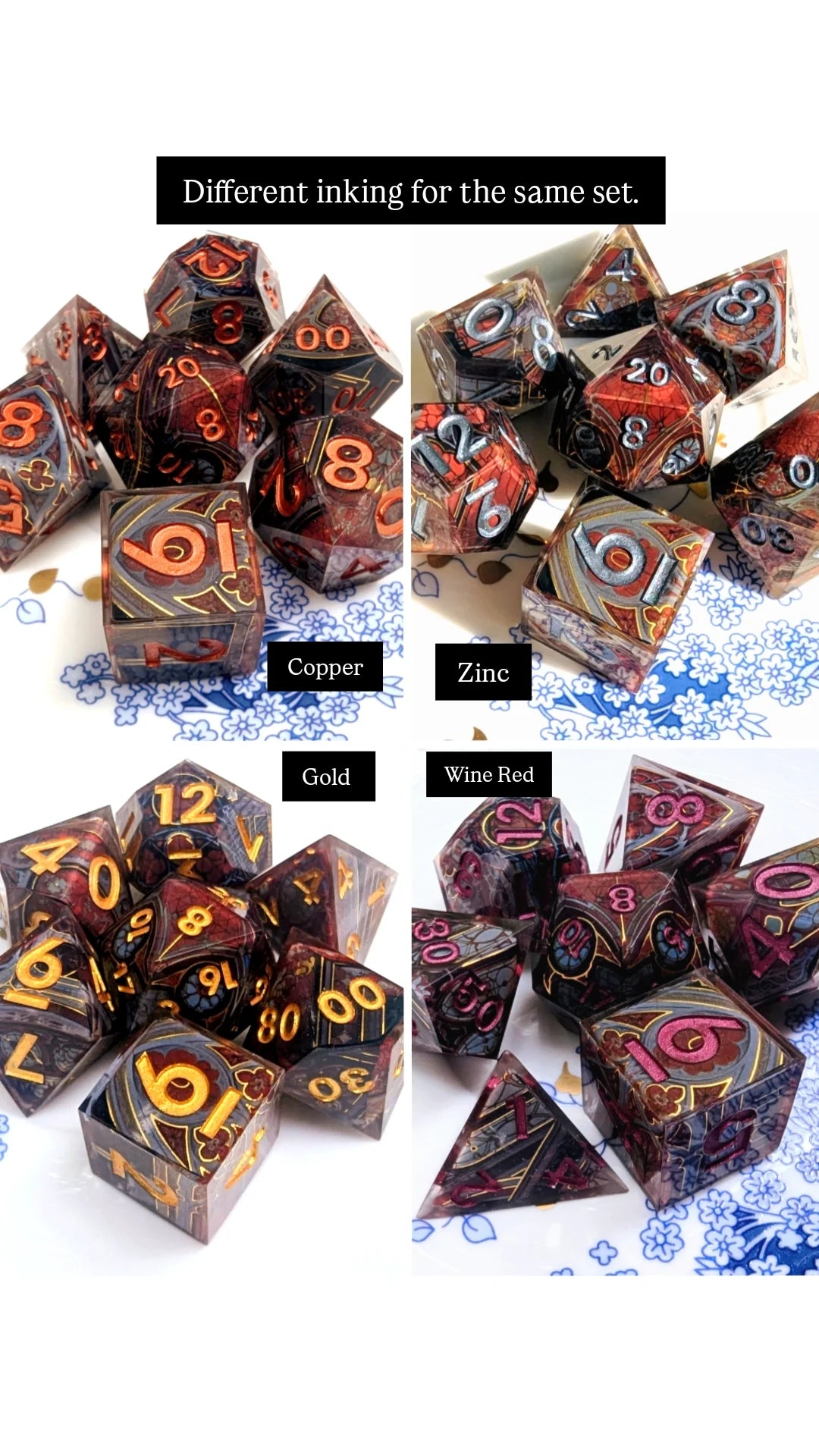 Stained Glass Gothic Cathedral in Dark Red Washi Tape Dice Set