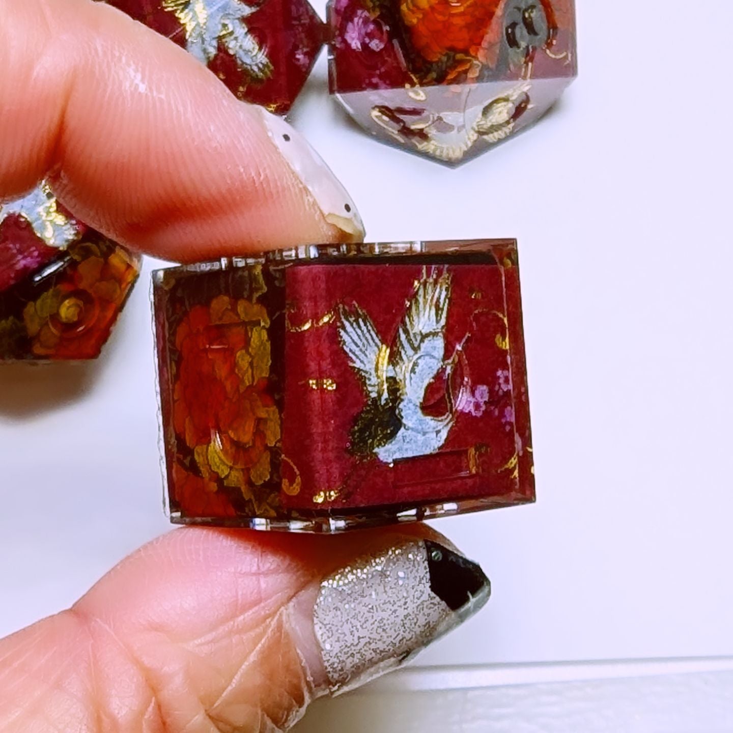 Crane in Black Kimono Washi Tape Dice Set