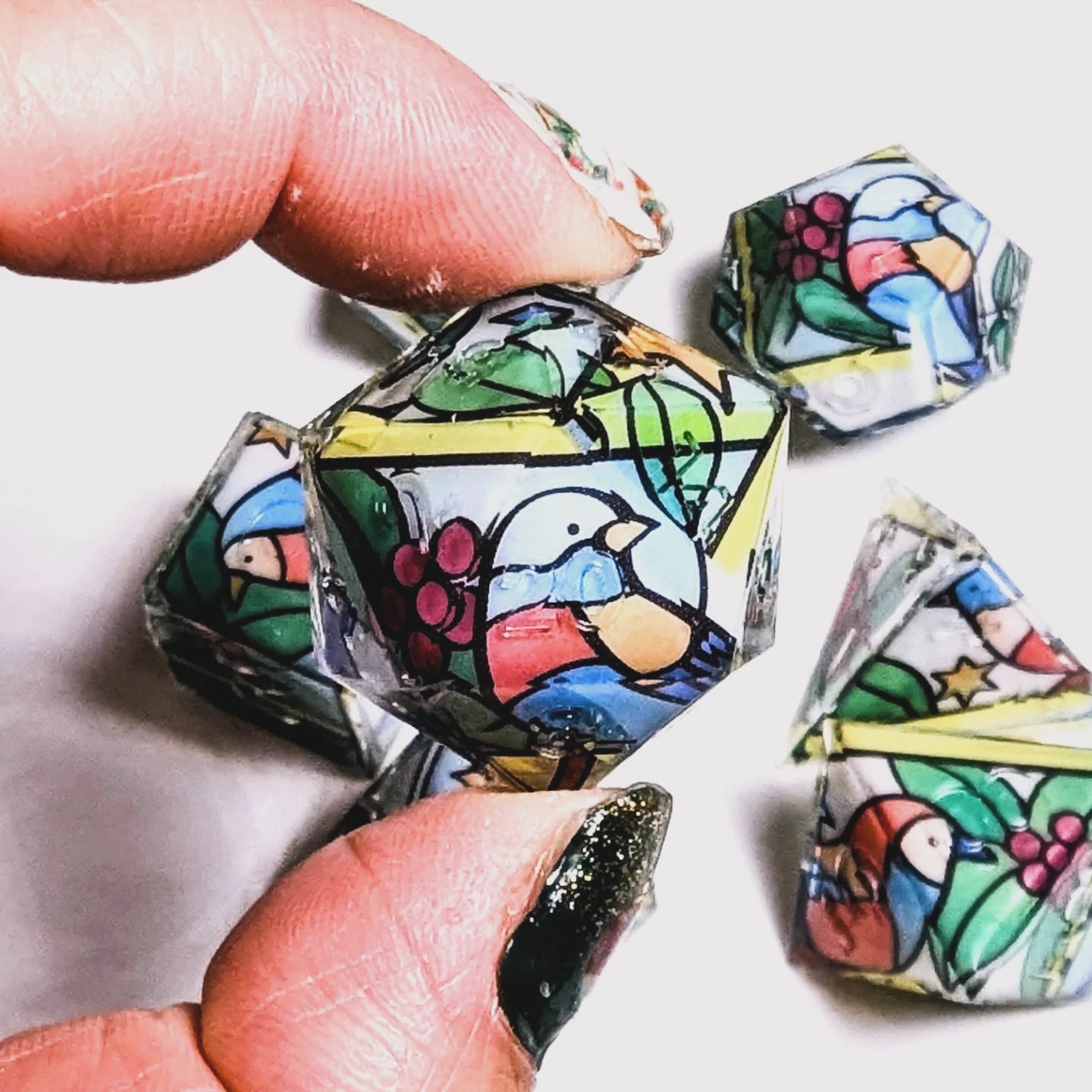 Stained Glass Bird Washi Tape Dice Set