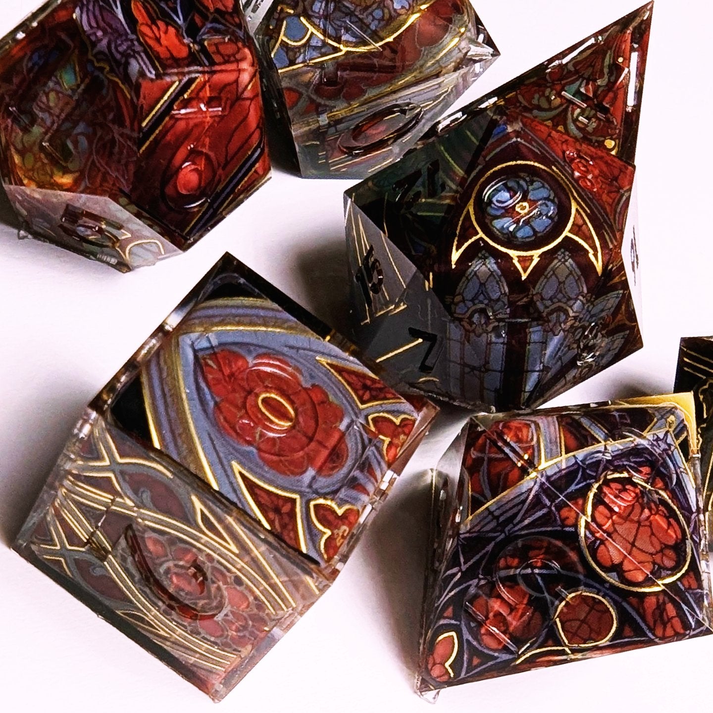 Stained Glass Gothic Cathedral in Dark Red Washi Tape Dice Set