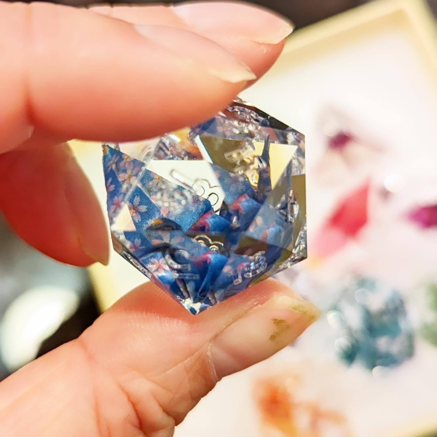 Origami Crane Dice Rainbow Window View 9pcs