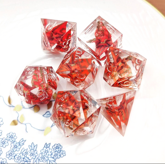 Origami Crane Dice in Mandarin and Gold