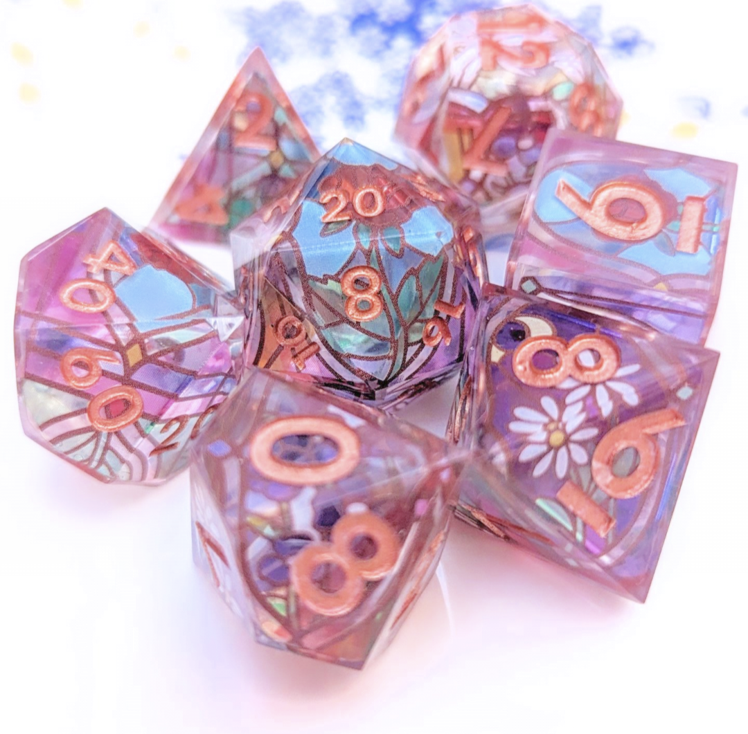 Stained Glass Flower Clear Inner Washi Tape Dice 7pc Set