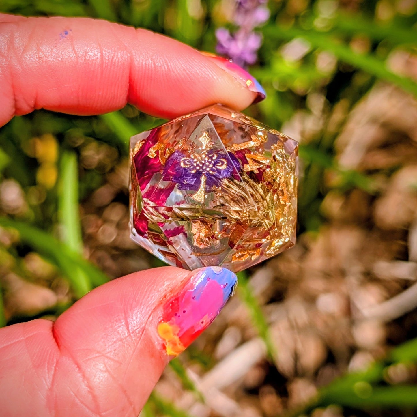 Amethyst Garden Bloom 7pc Dice Set Alt Shape