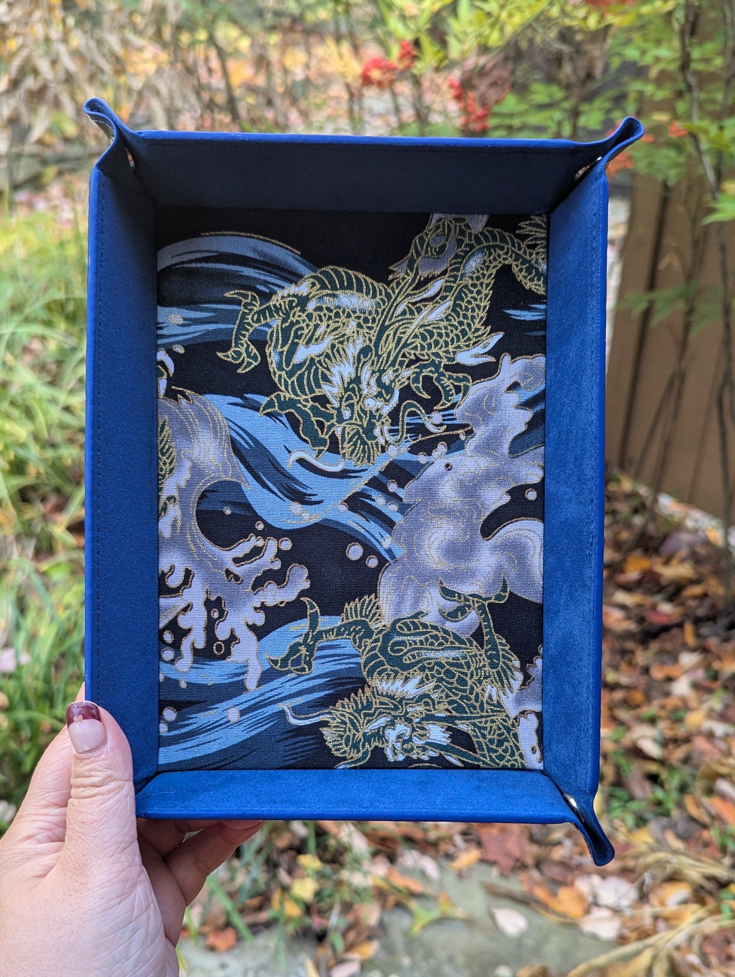 Blue Dragon Wave Velvet Dice Tray