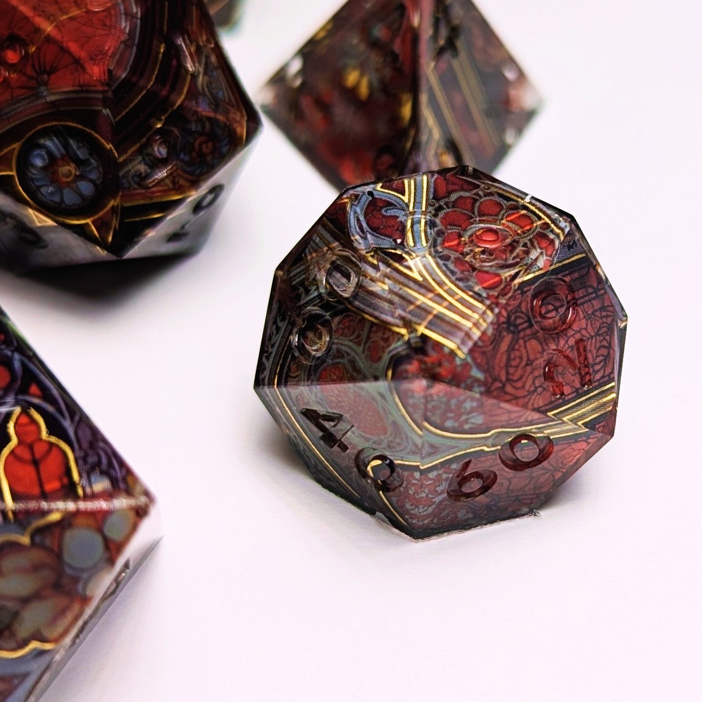 Stained Glass Gothic Cathedral in Dark Red Washi Tape Dice Set