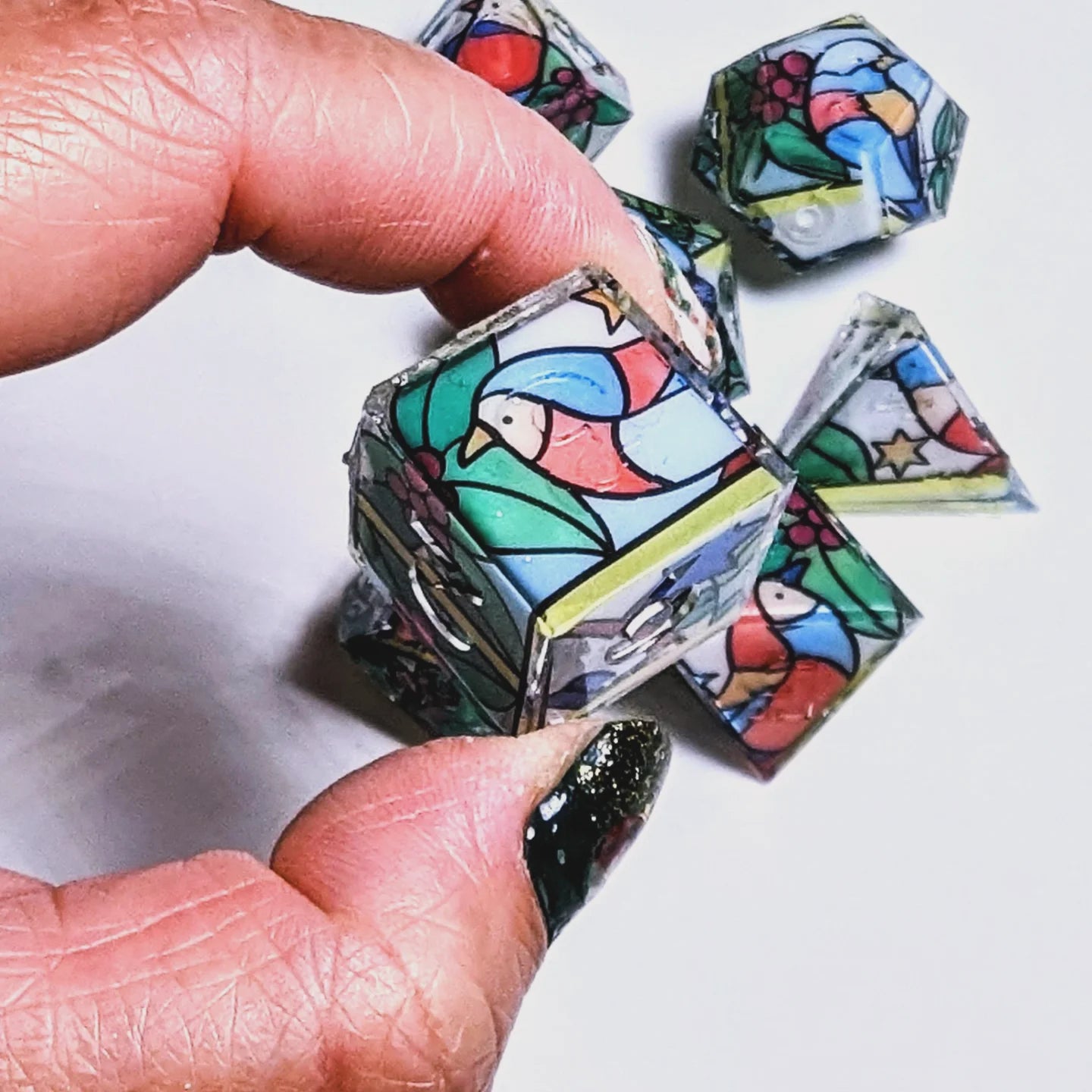 Stained Glass Bird Washi Tape Dice Set