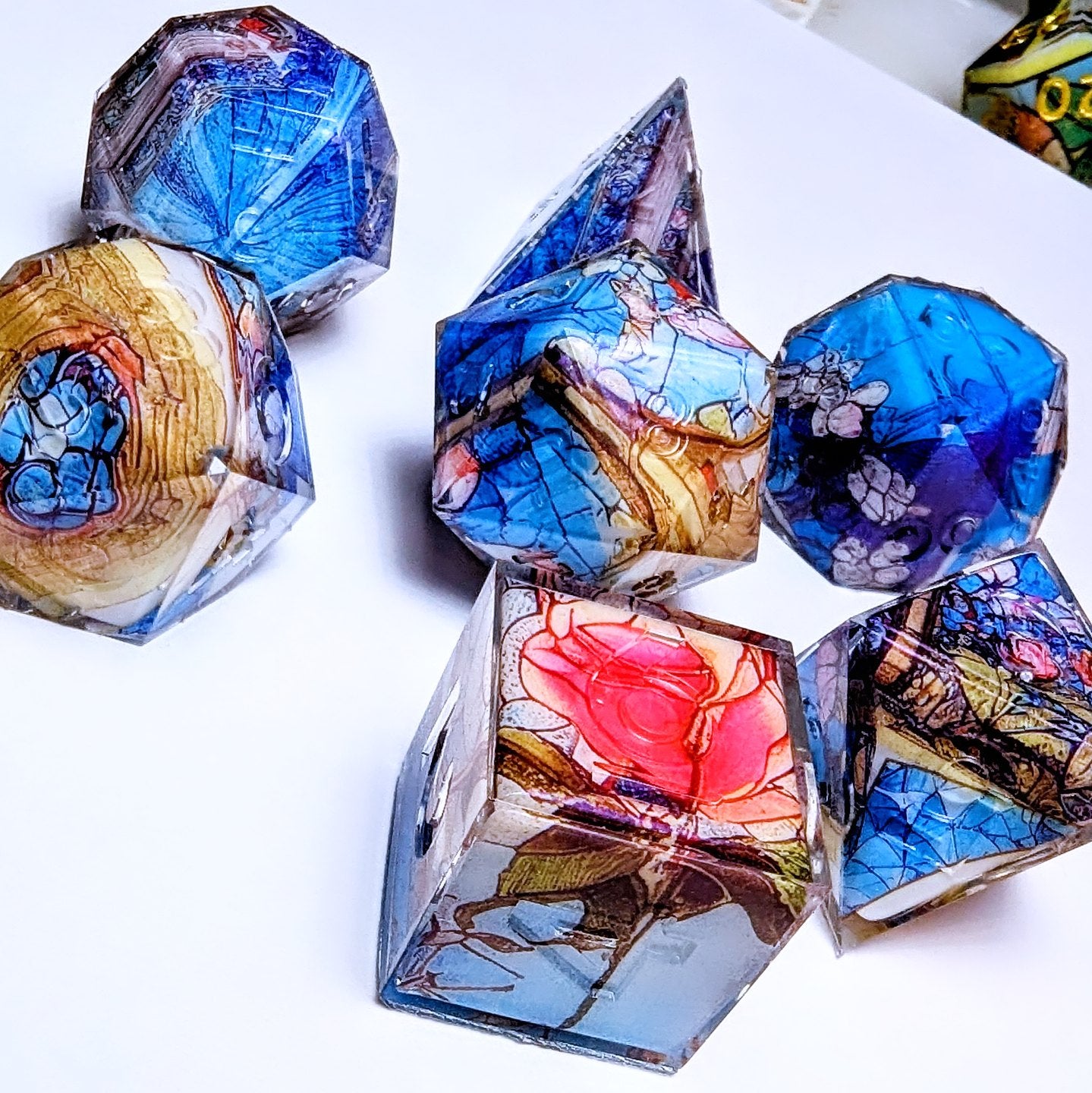 Stained Glass Rose in Deep Sky Washi Tape Dice Set