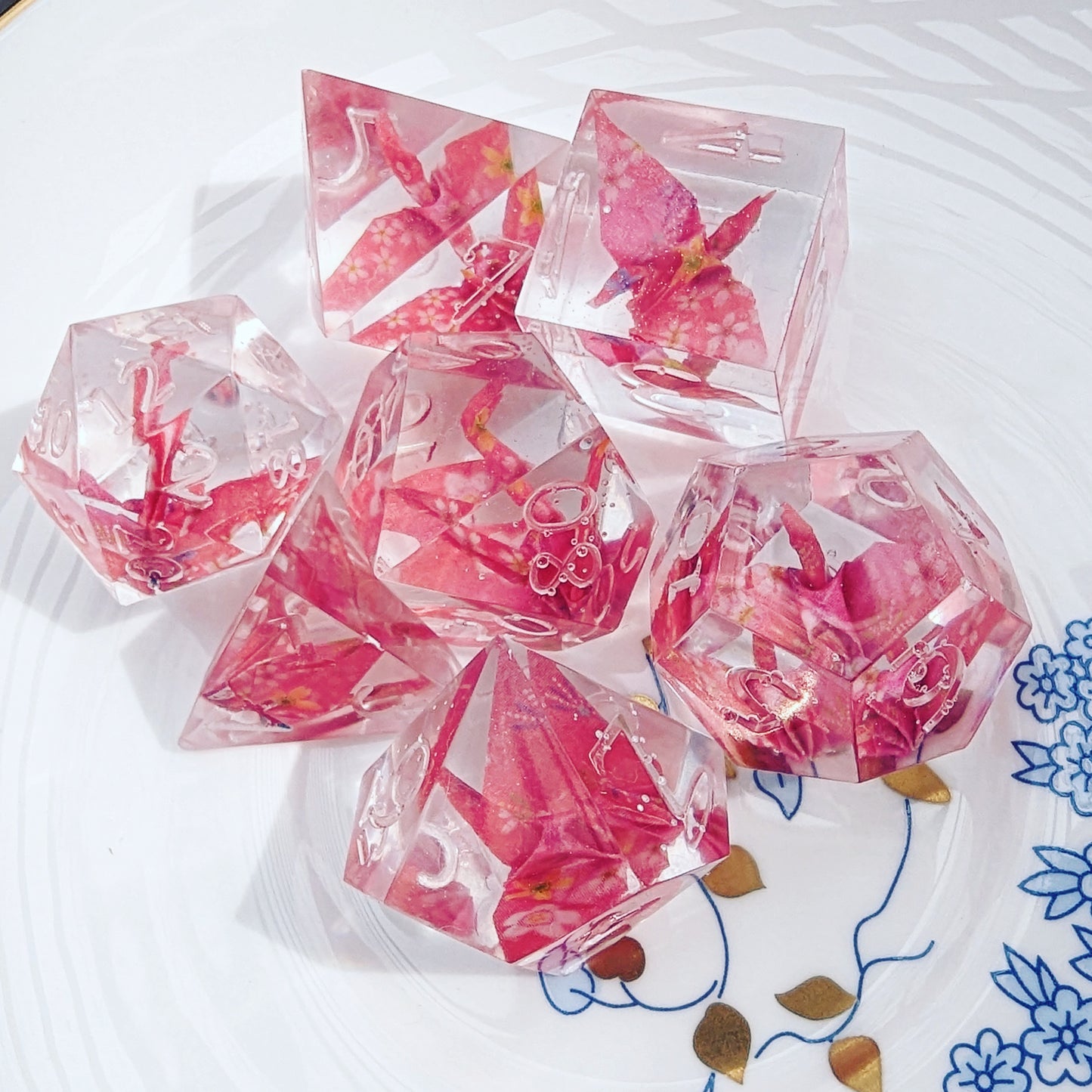 Origami Crane Dice in Cherry Blossom ๐ธ