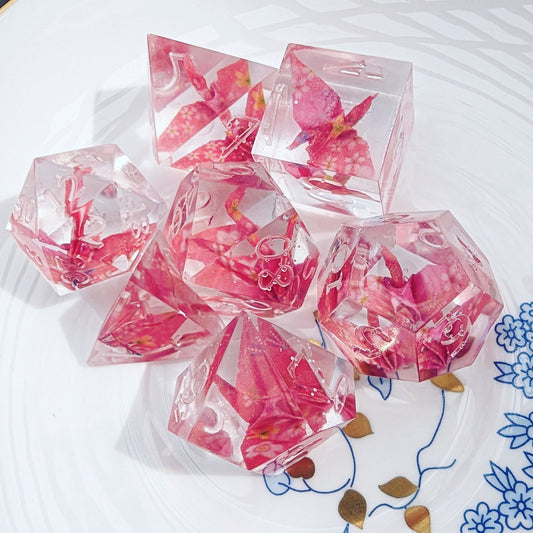 Origami Crane Dice in Cherry Blossom 🌸