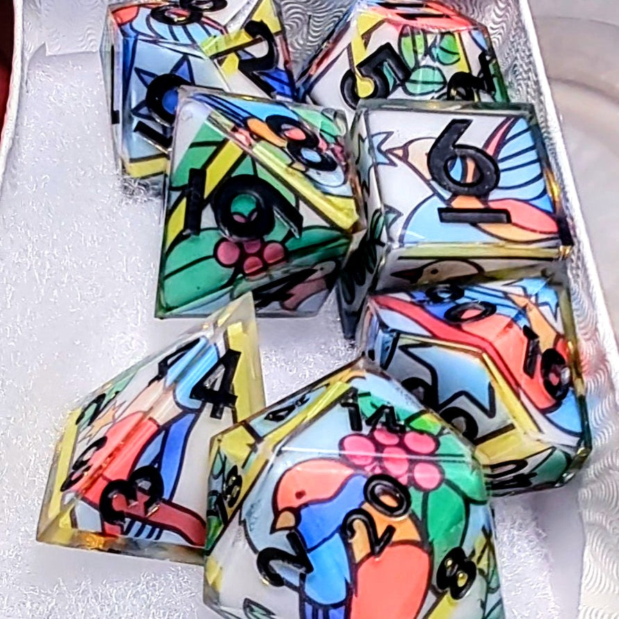 Stained Glass Bird Washi Tape Dice Set