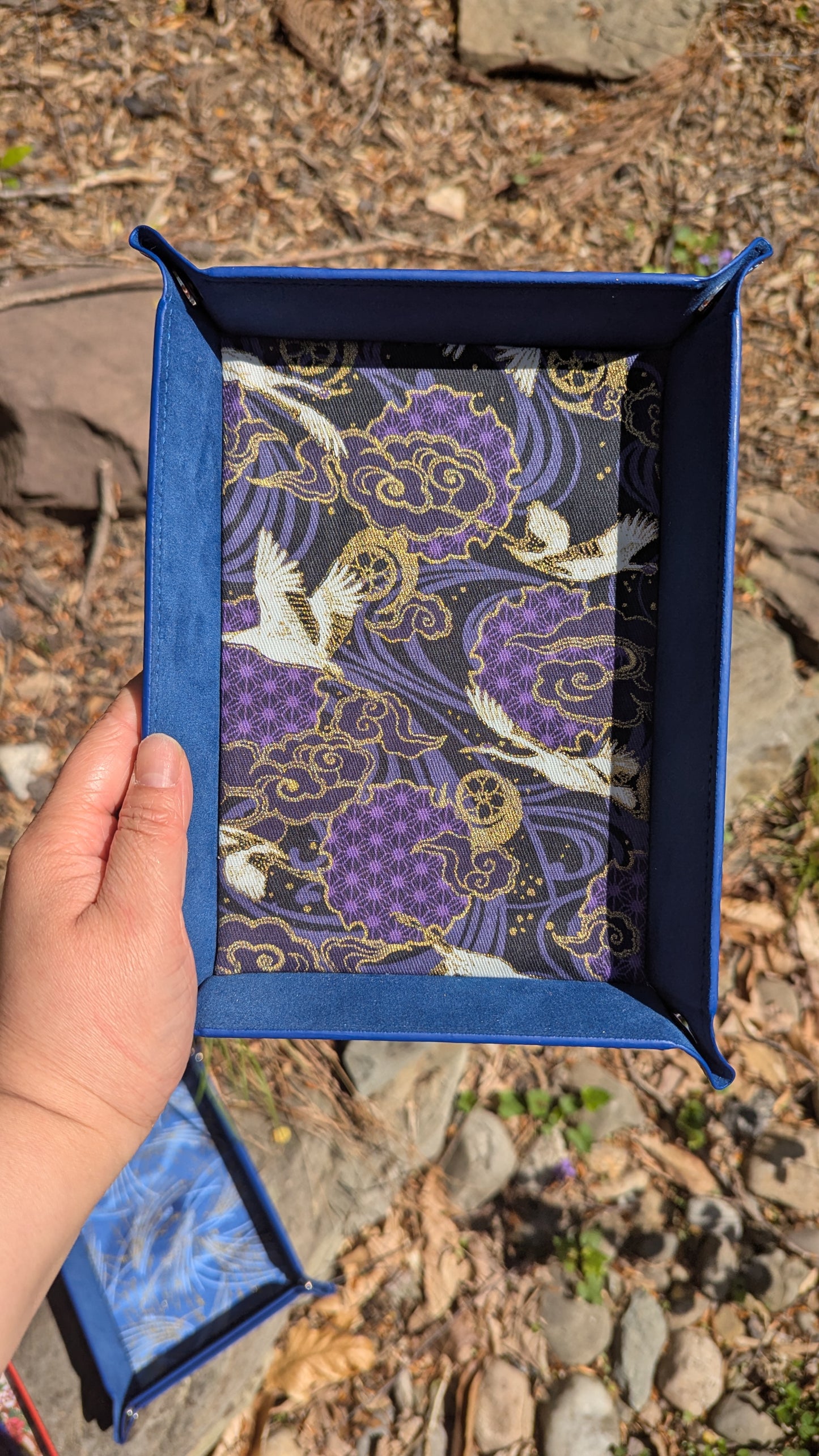 Purple Crane Fabric Velvet Dice Tray