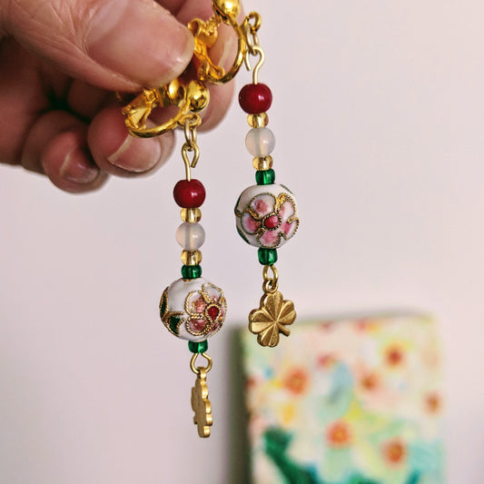 Chinese Vintage Inspired Cloisonné Bead Earring