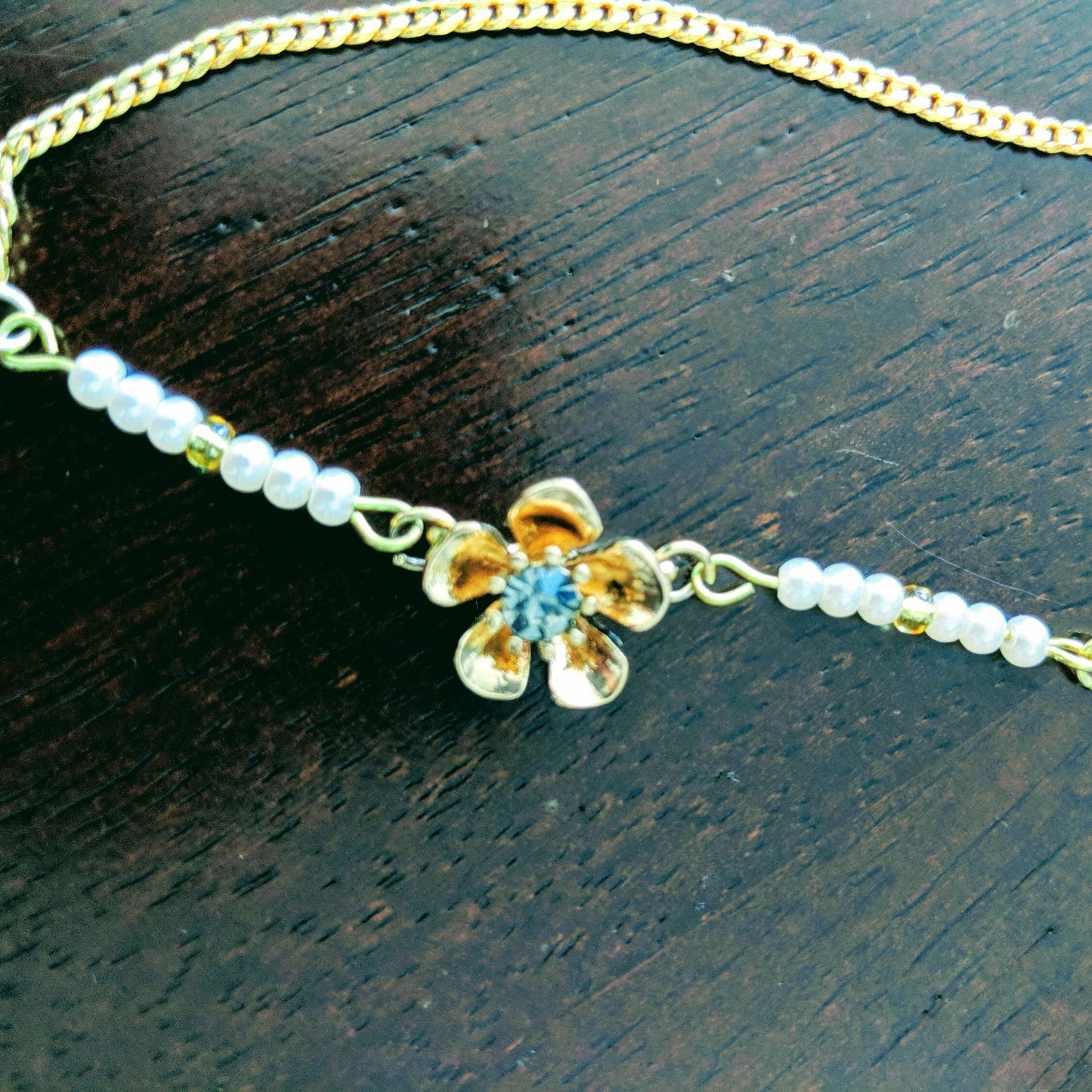Upcycled Flower Pendant with Pearl Necklace