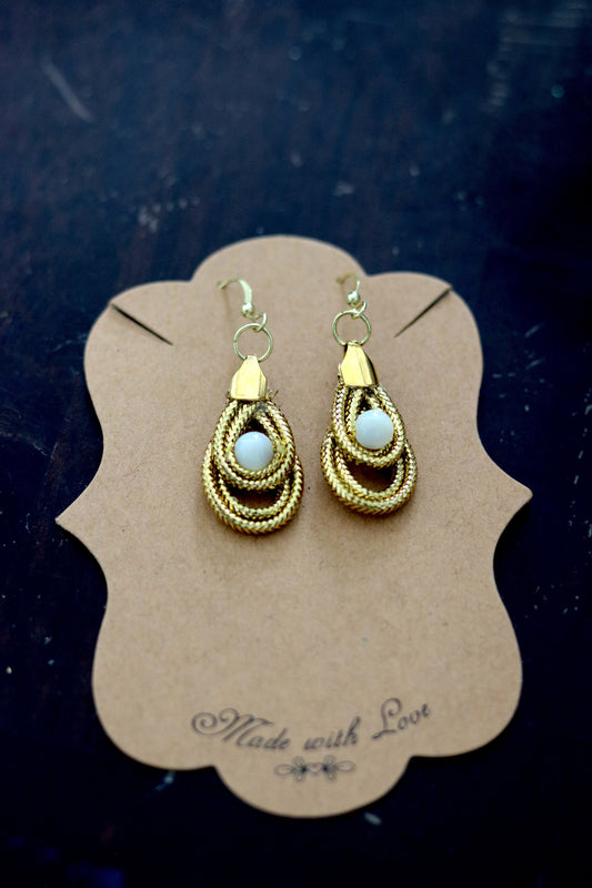 Mother of Pearl Golden Cord Earrings