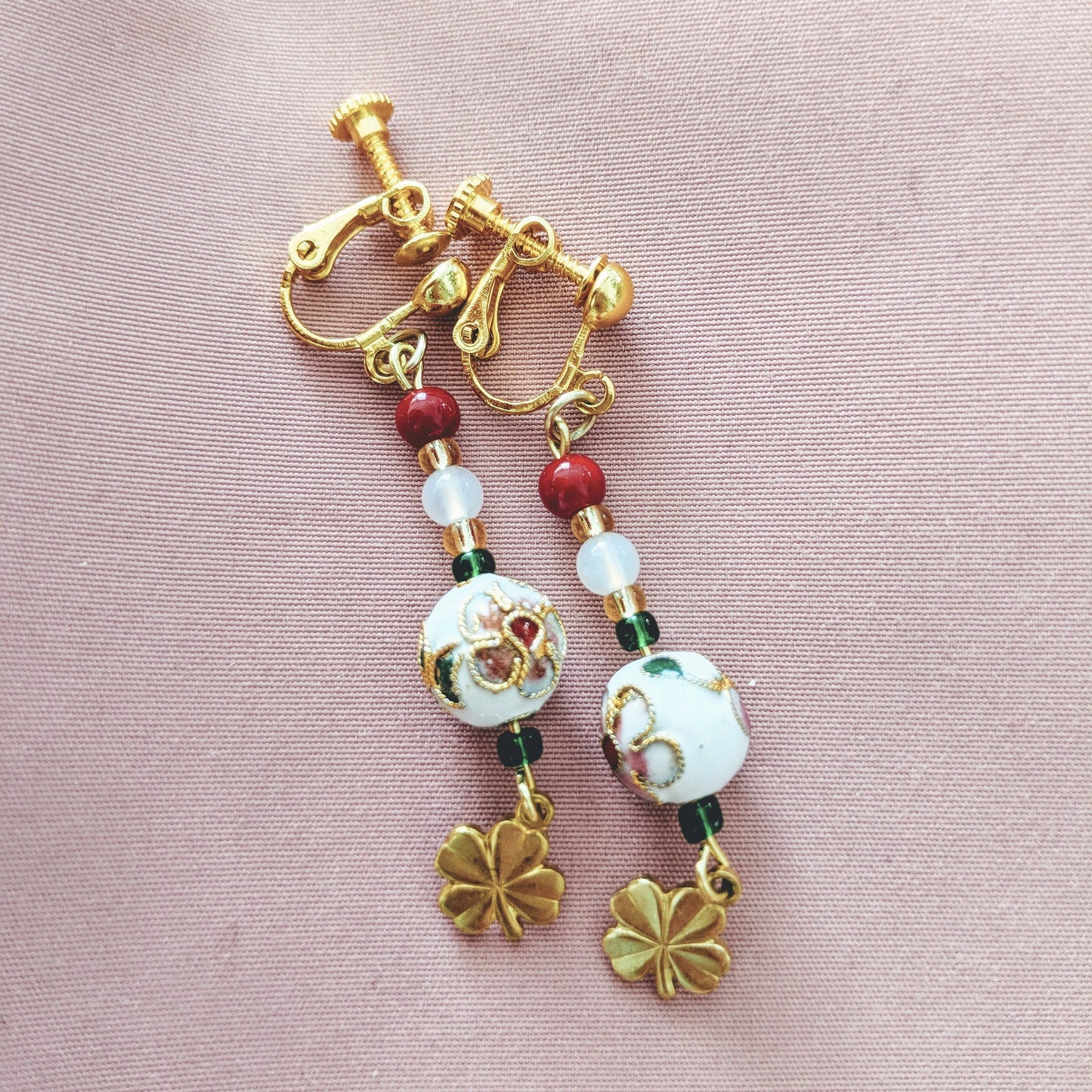 Chinese Vintage Inspired Cloisonné Bead Earring